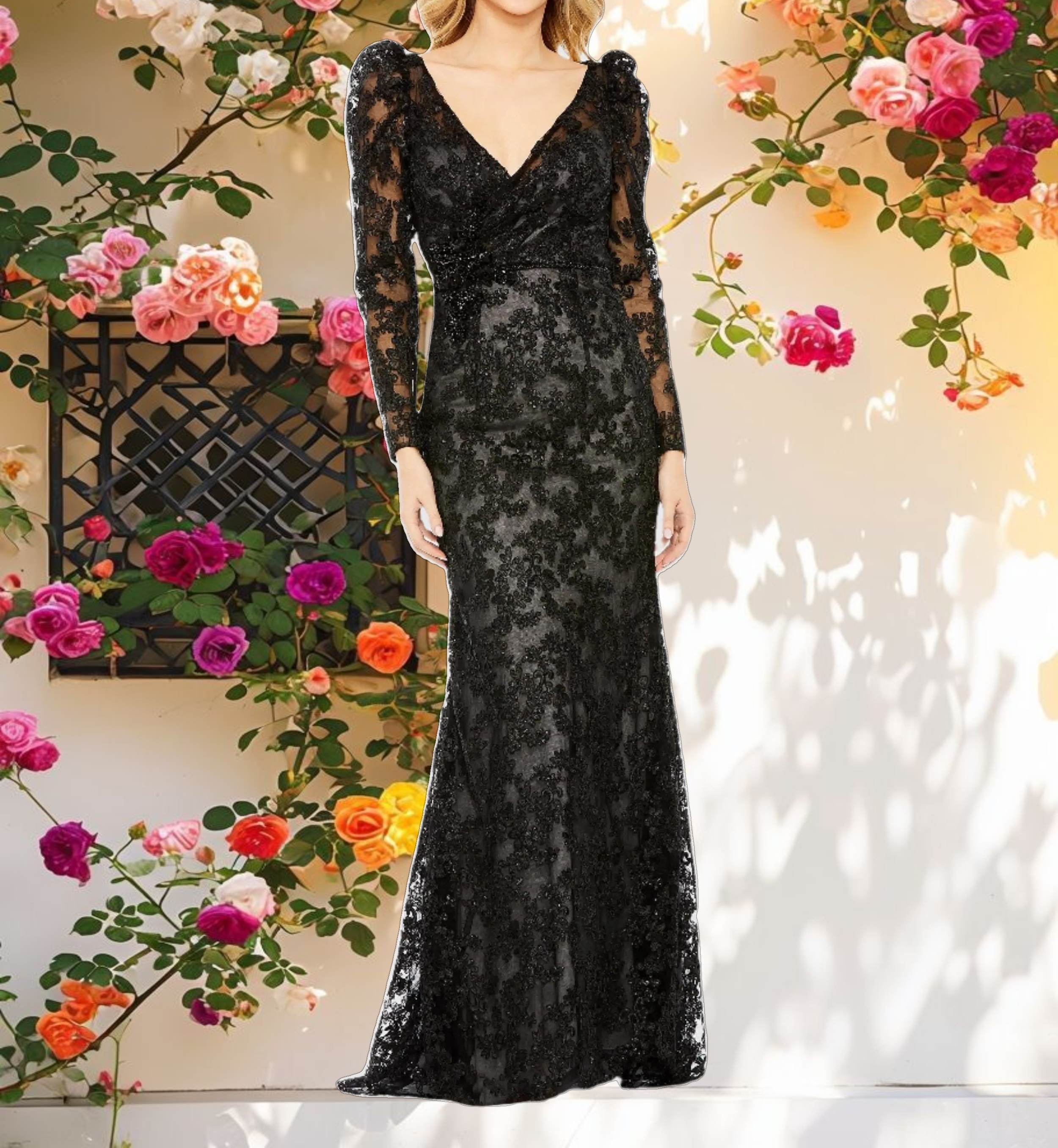 Stitched Net Over Skirt Dress