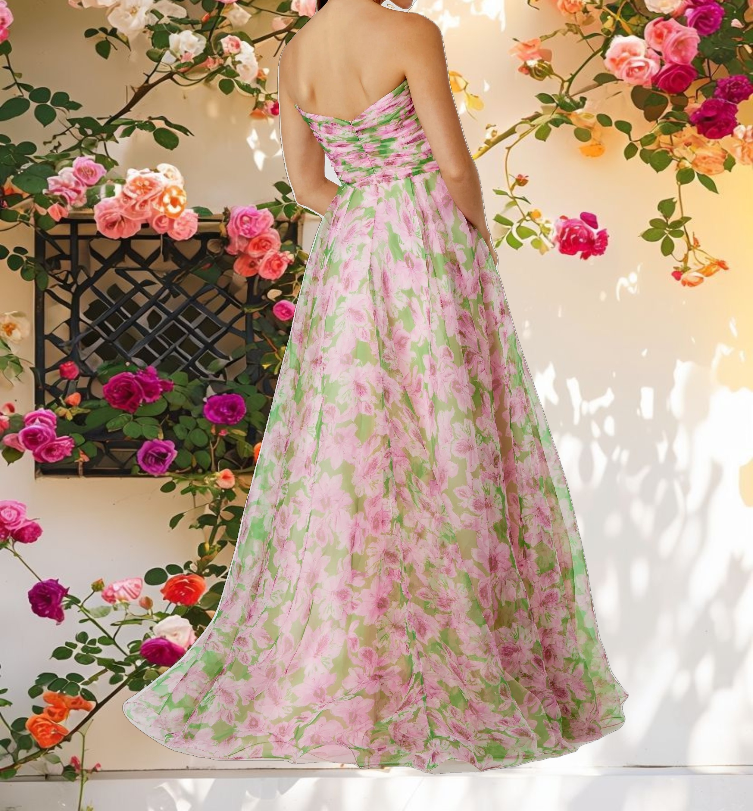 Ruffle Detail Chiffon Dress