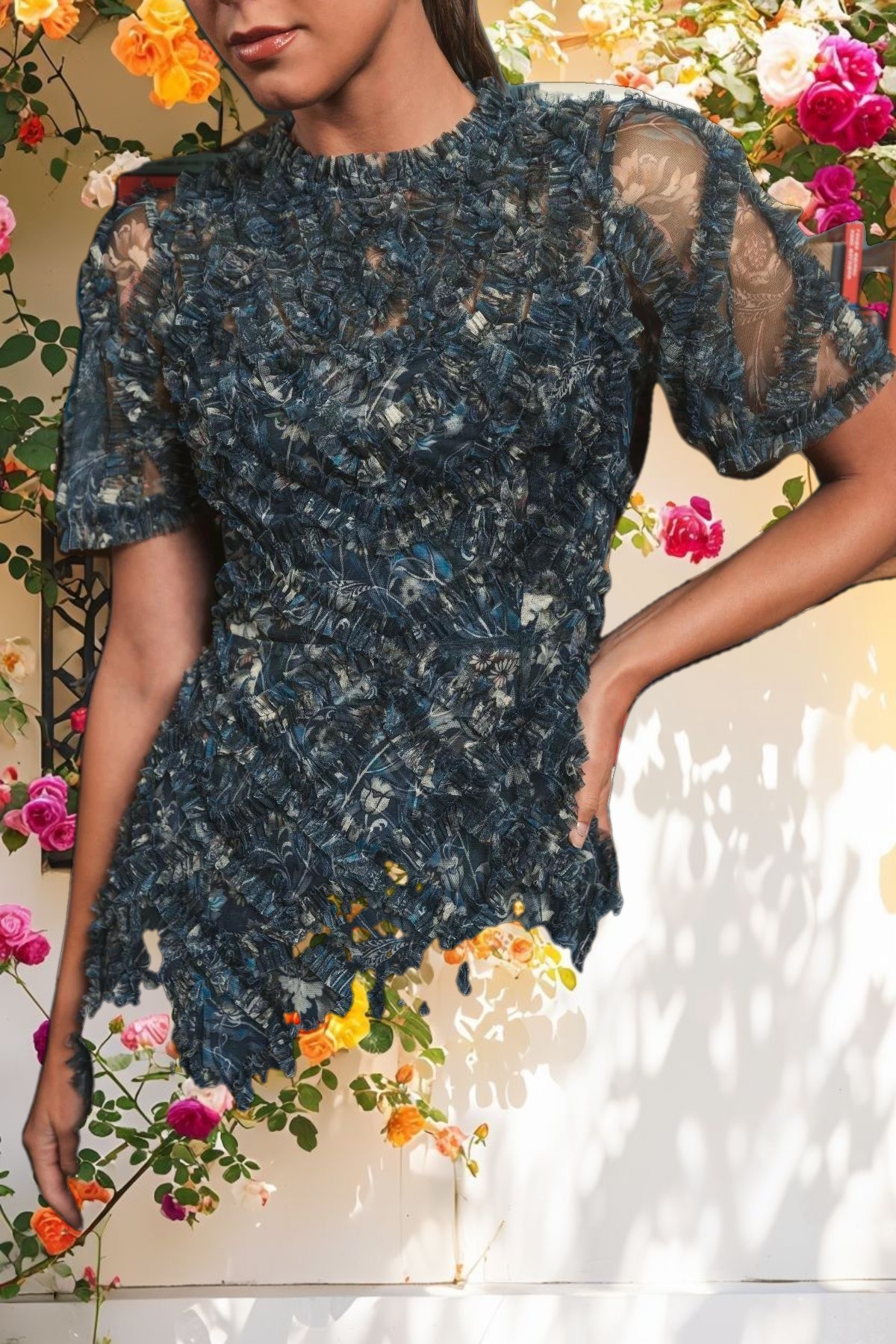 Floral Ruffle Detail Maxi Dress