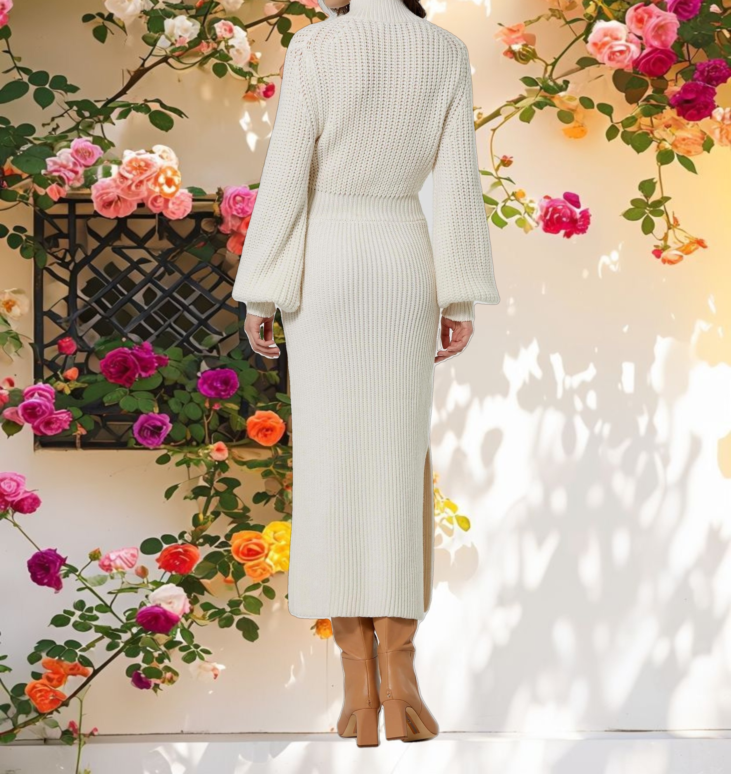 Soft Knit Long Sleeve Midi Dress