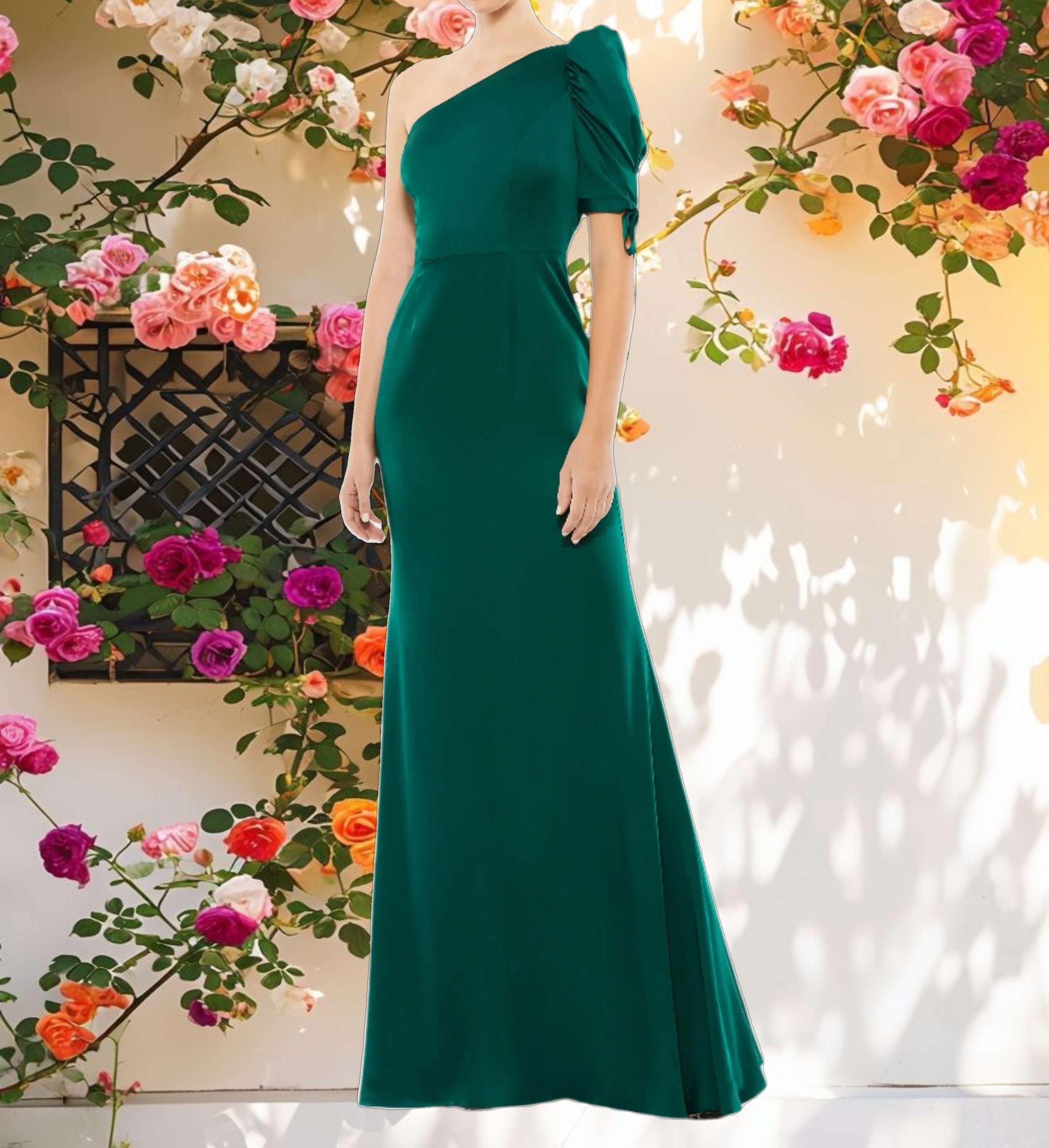 Puff Sleeve Trumpet Gown