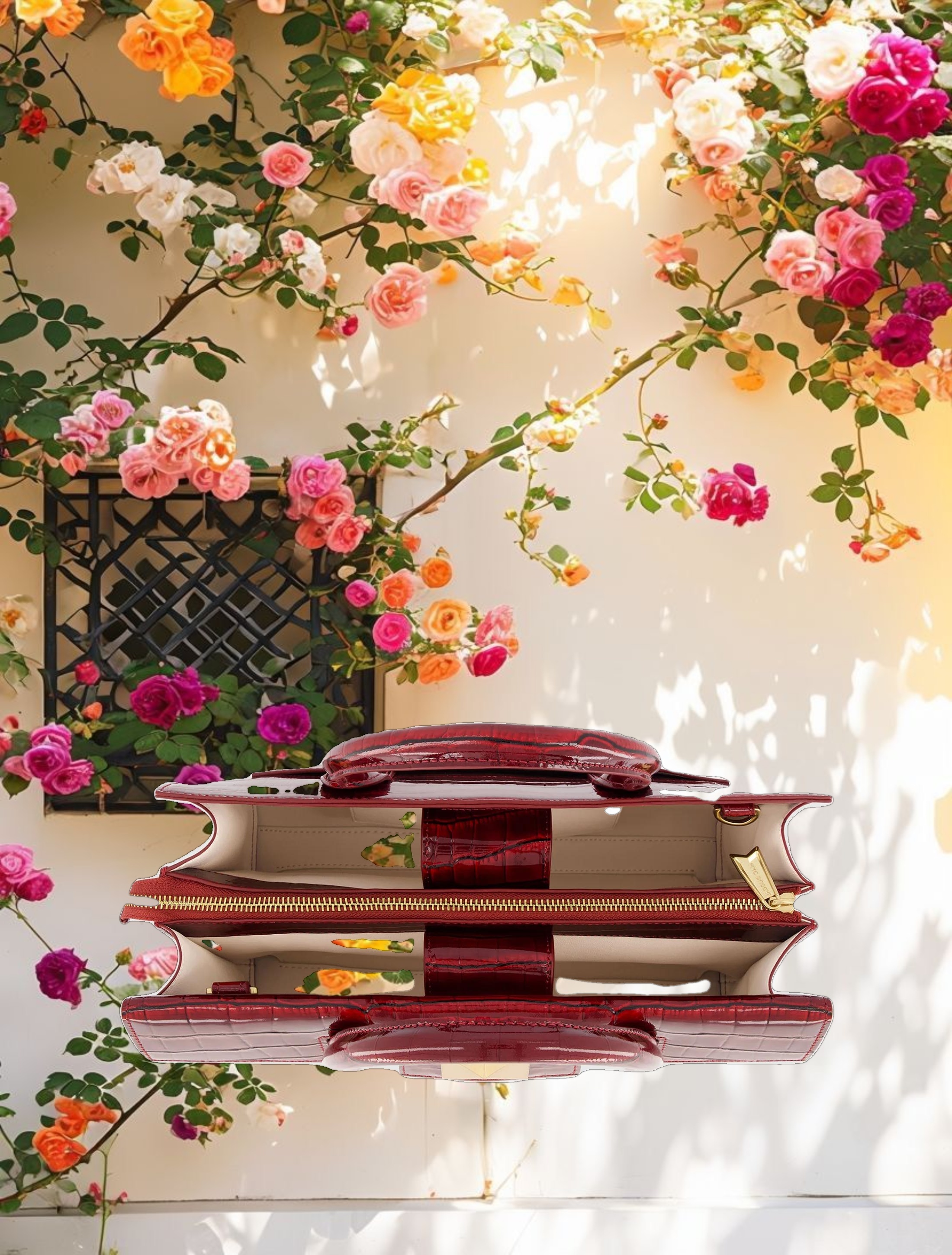 Crocodile Leather Tote Bag With Gold Hardware