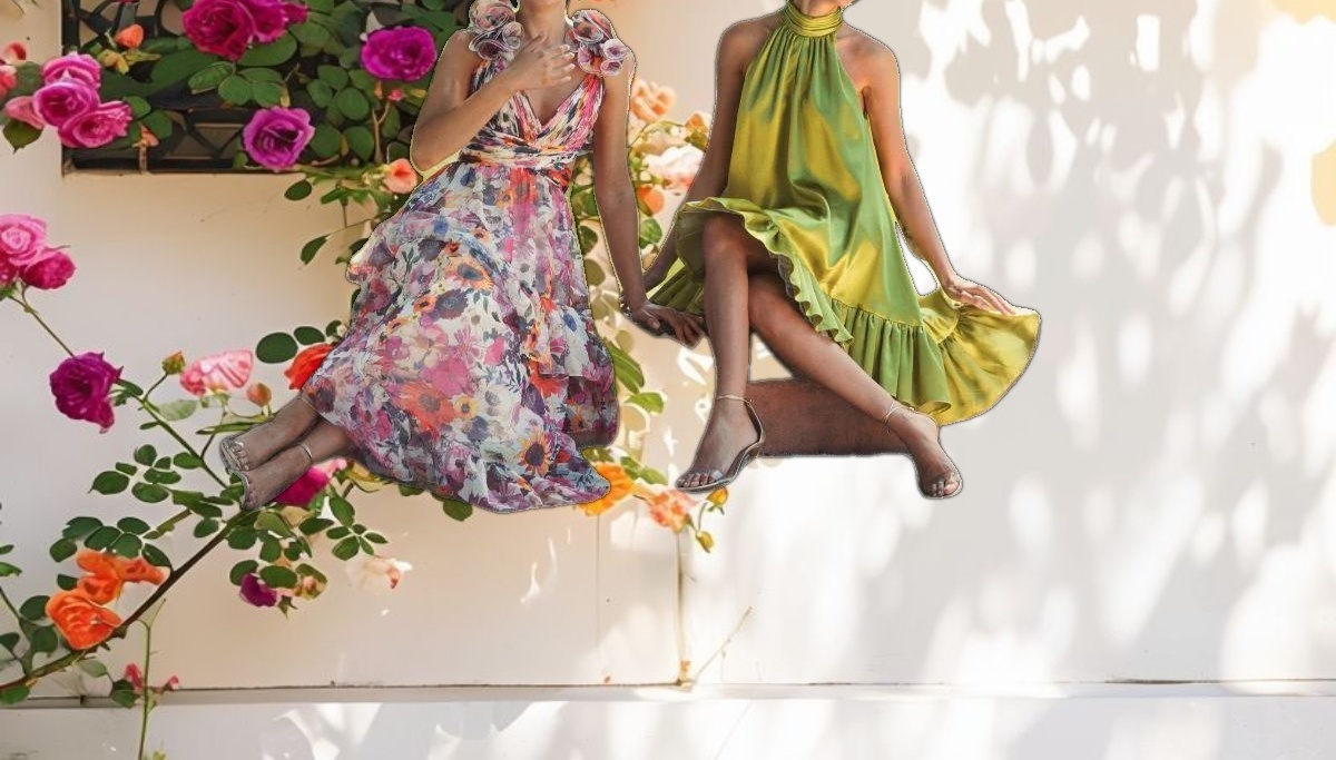 Green High Neck Satin Mini Dress With Keyhole