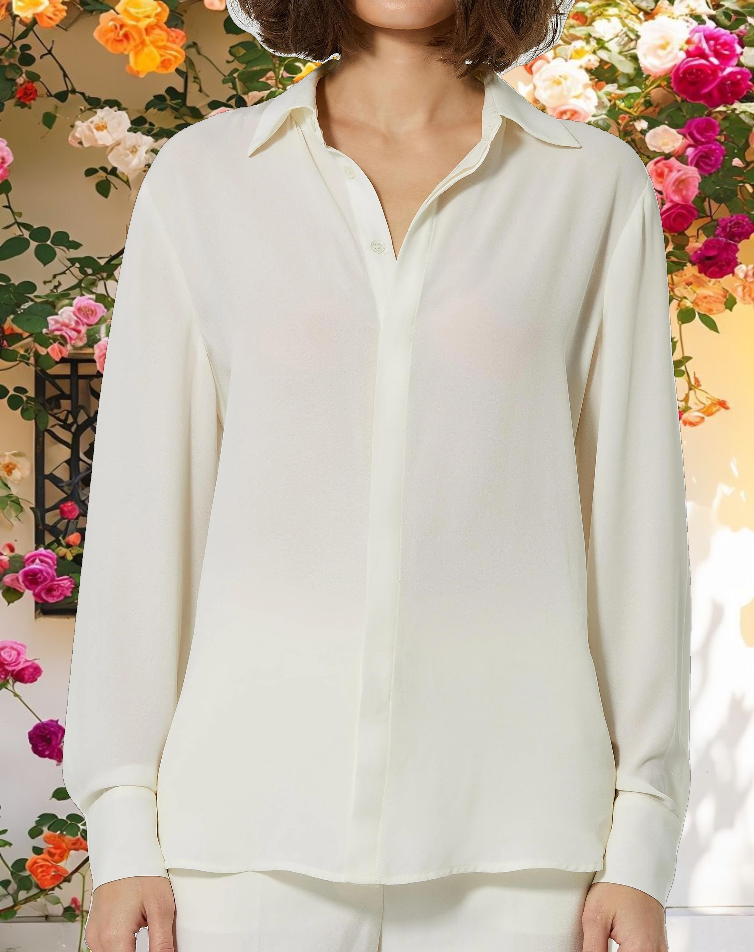 Bentley Long Sleeve Button Up Georgette Blouse