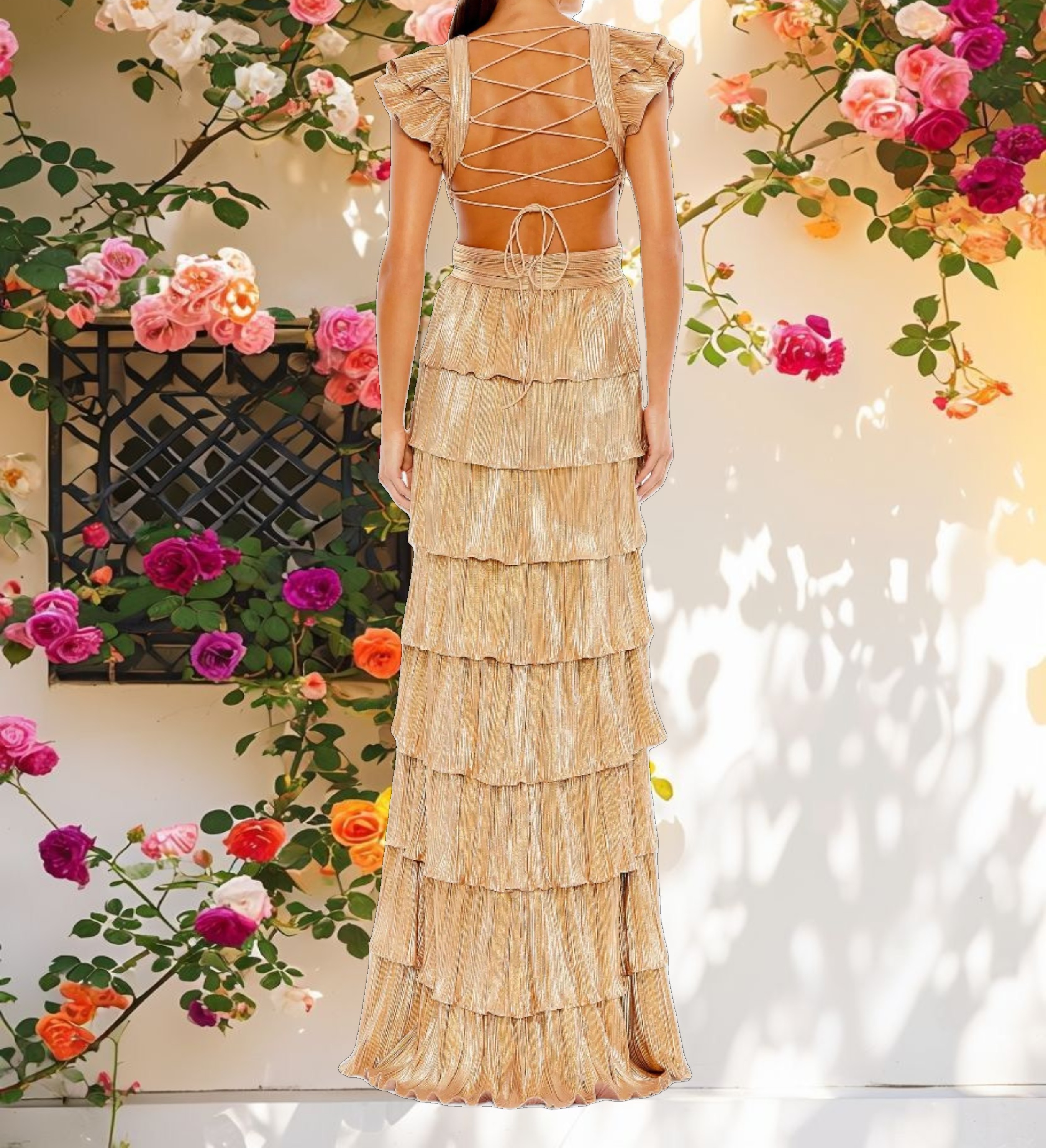 Shimmering Tiered Ruffle Dress