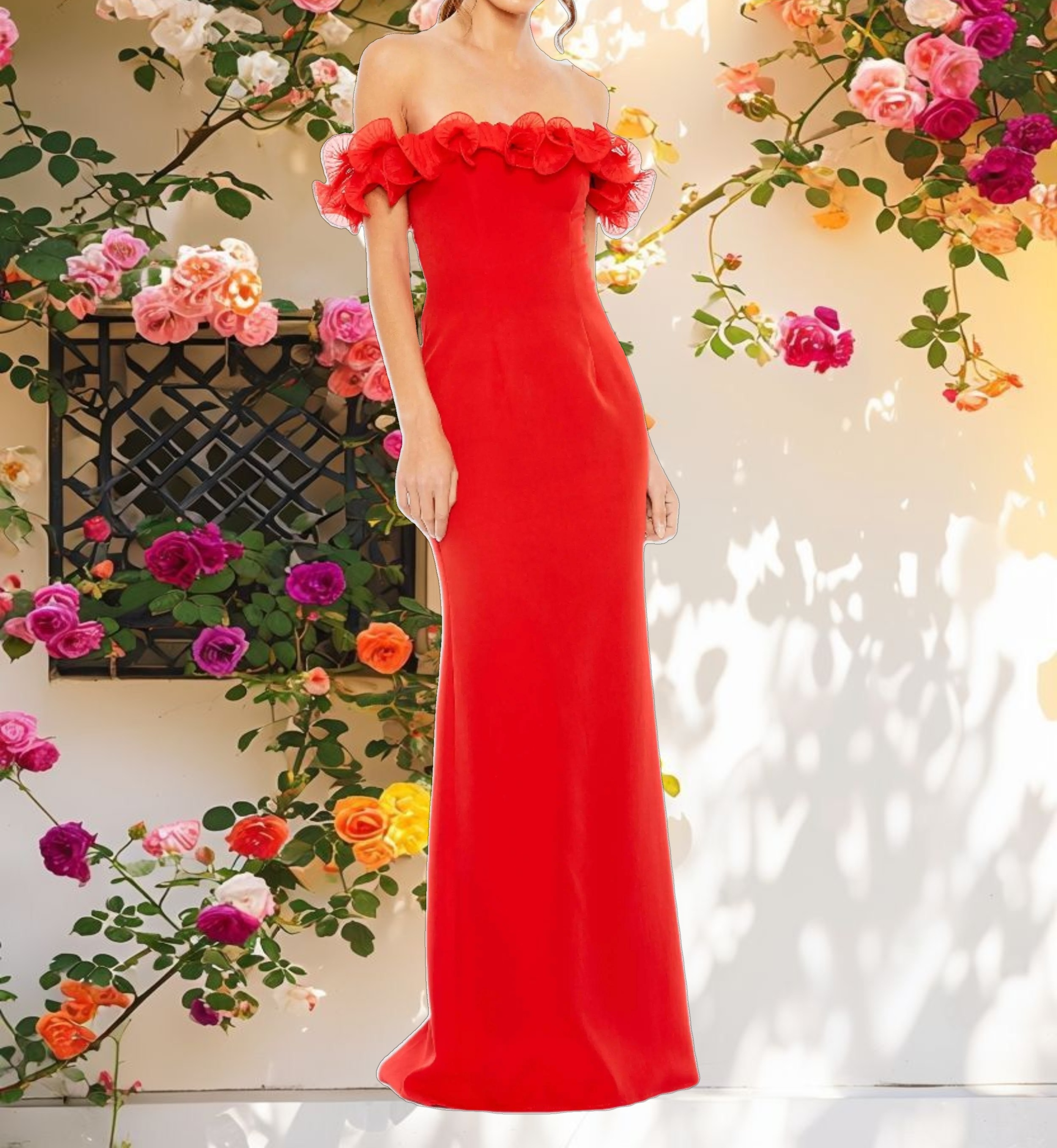 Ruffle Detail Column Dress