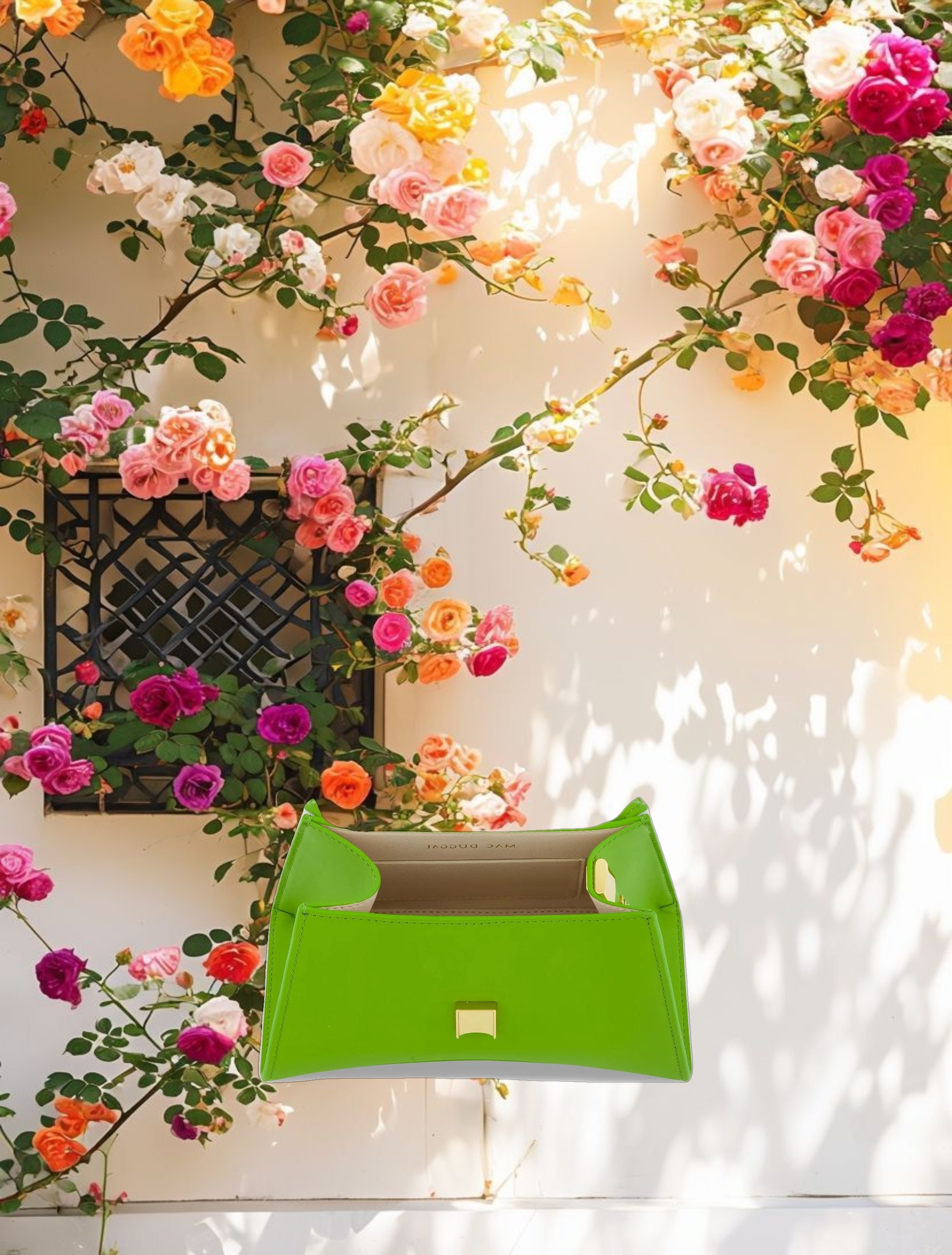 Angular Mini Leather Handbag With Gold Hardware