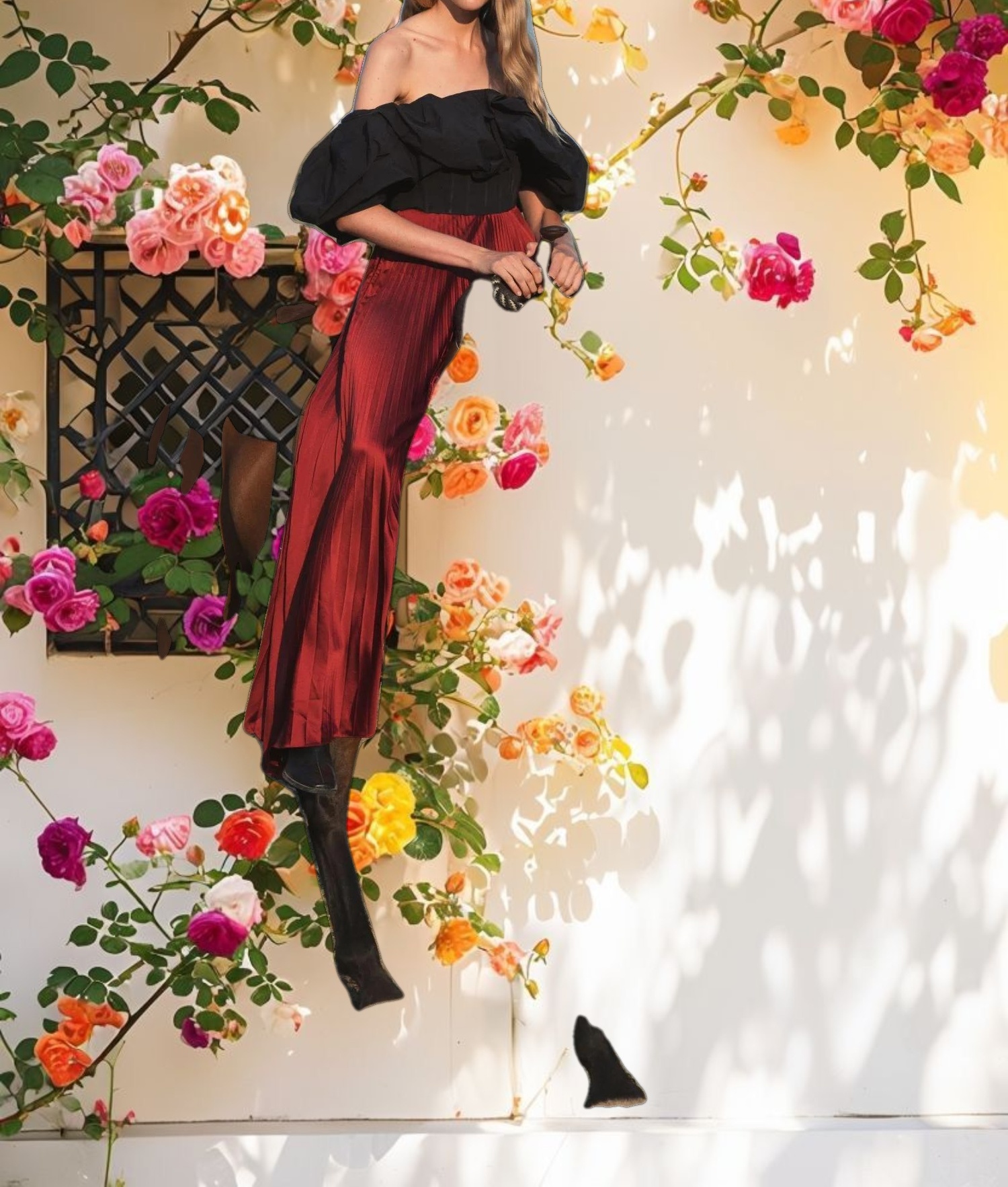 Pleated Charmeuse Wide Leg Trousers