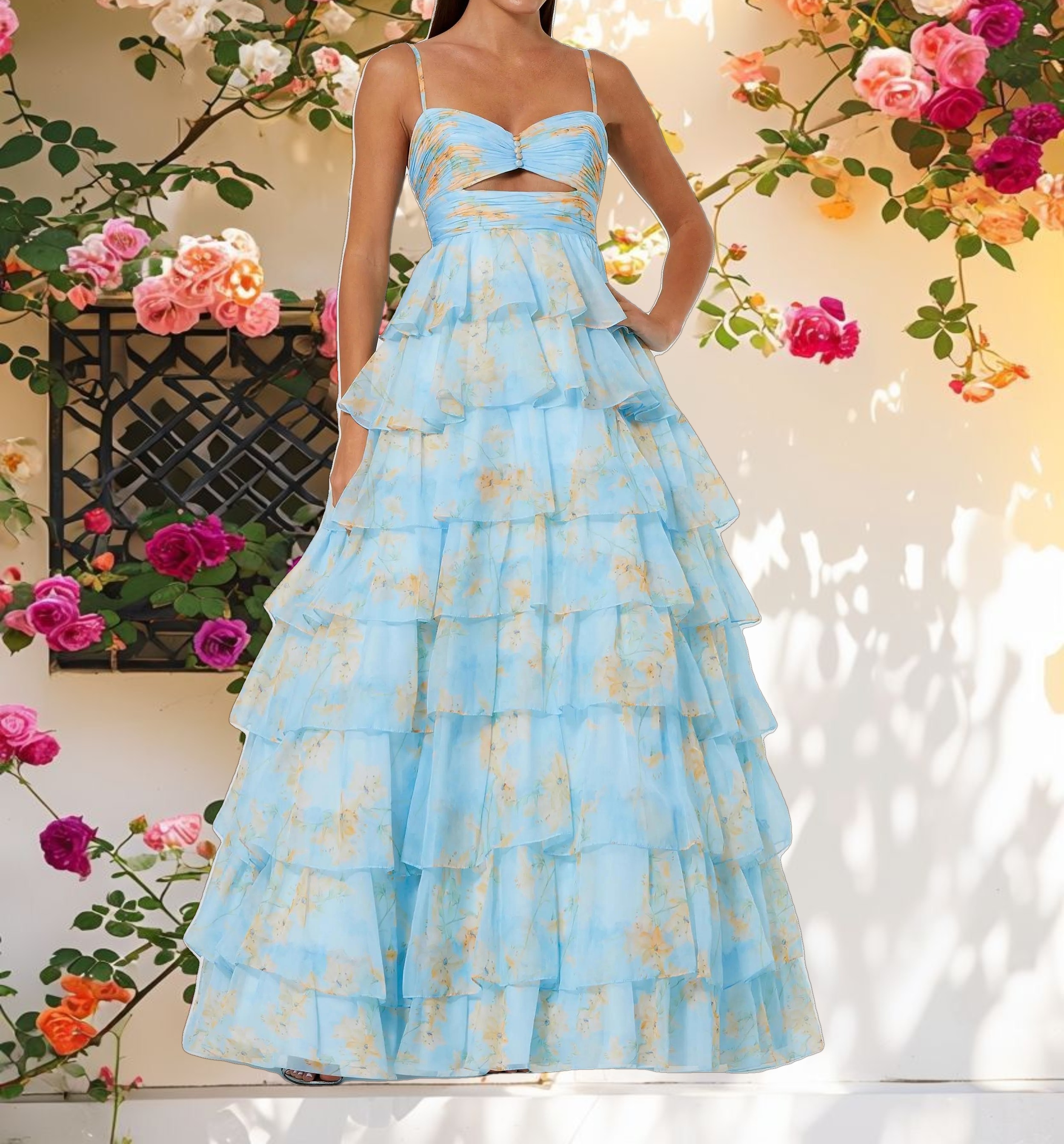 Floral Print Ruffle Tiered Dress