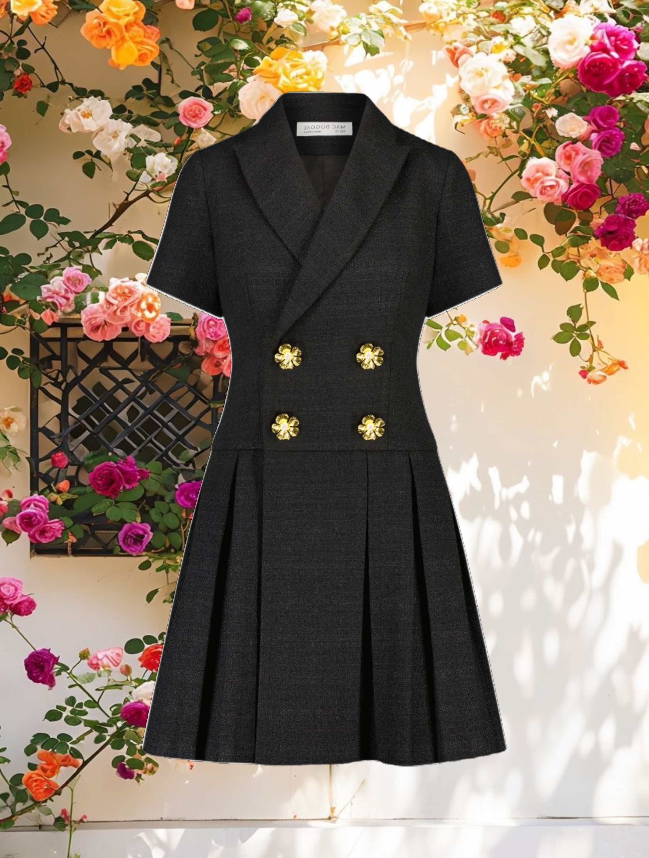 Black Tweed Short Sleeve Blazer Mini Dress