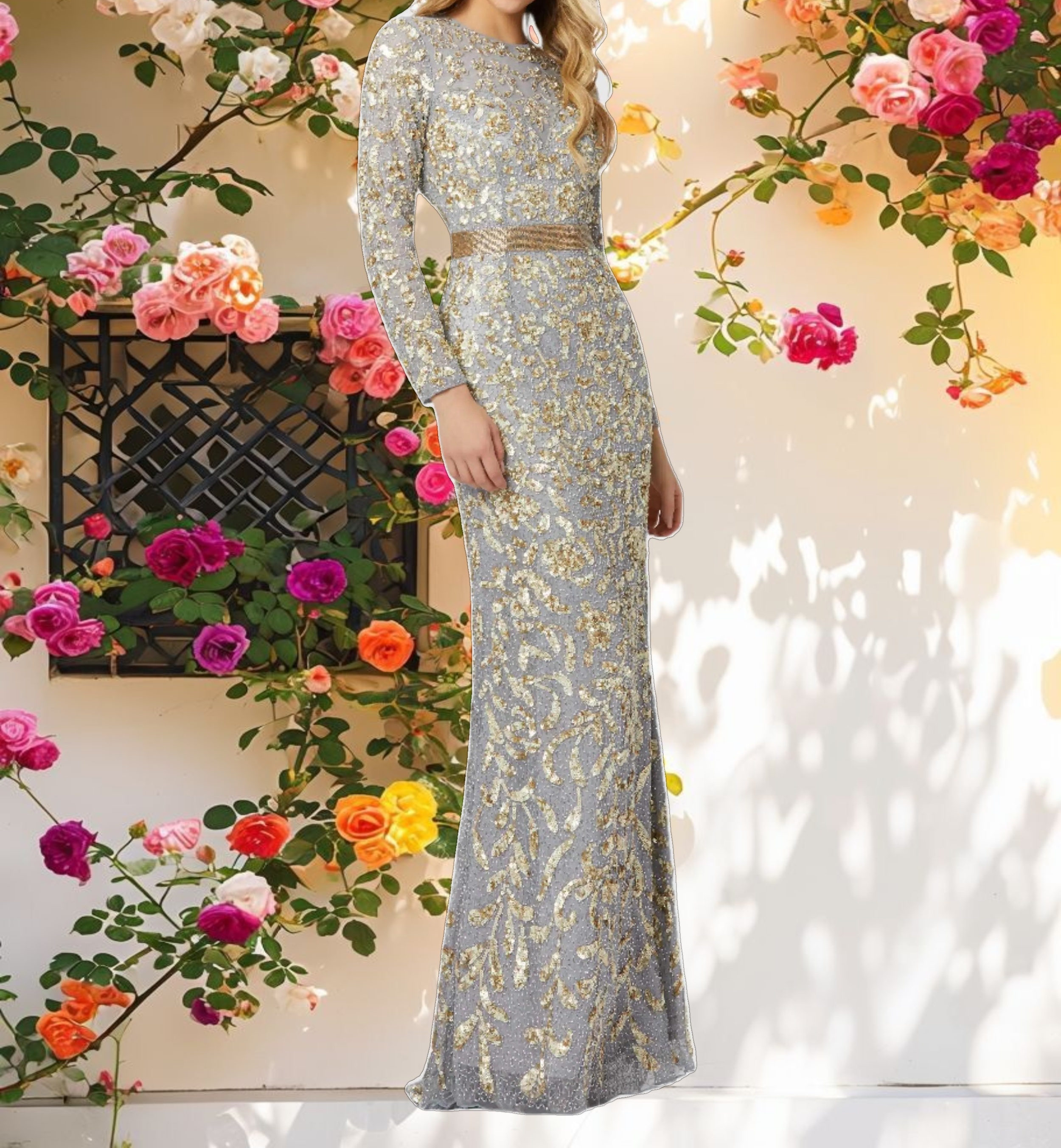 Silver Embellished Gown