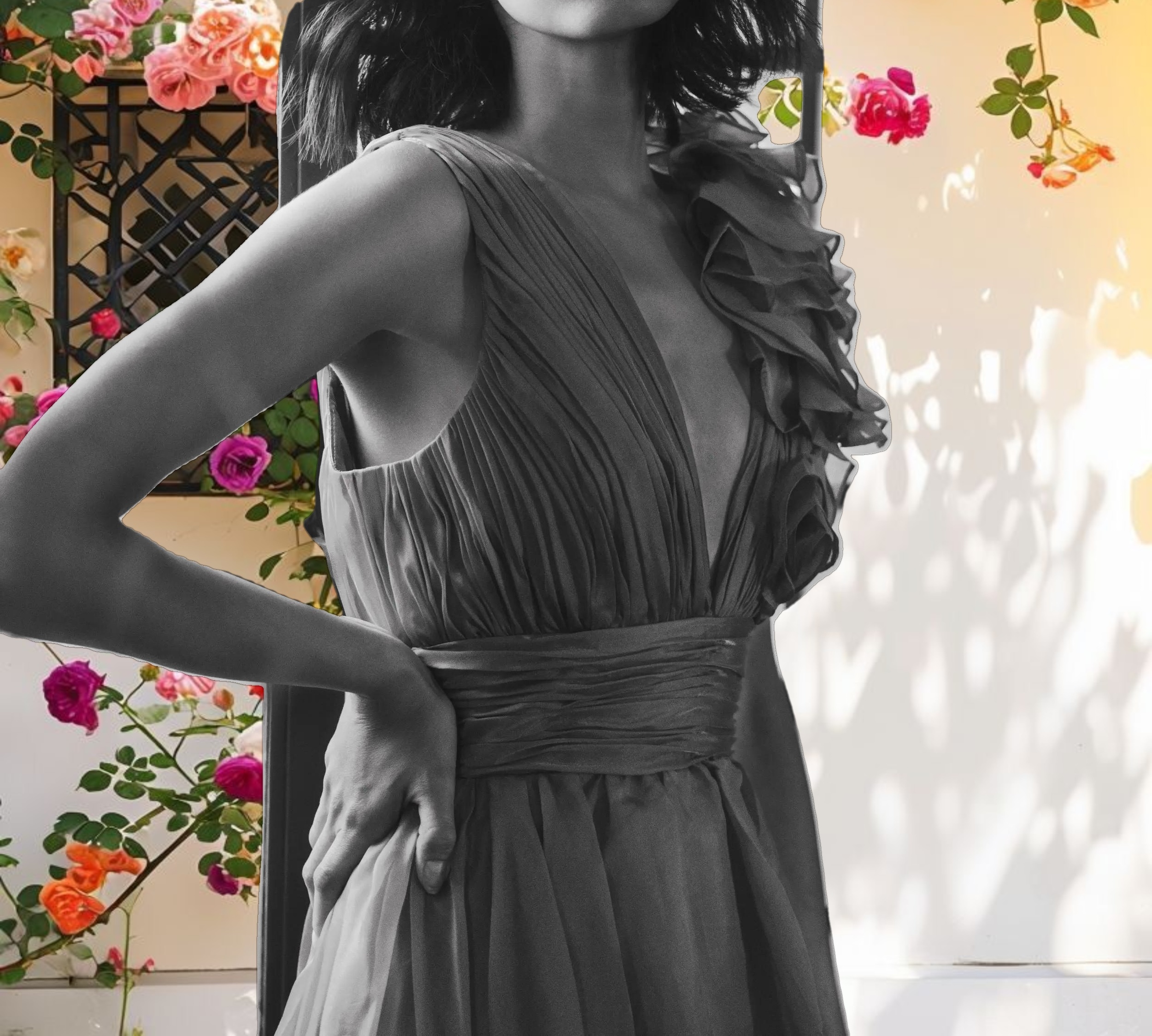 Red Sleeveless Chiffon A Line Tea Length Cocktail Dress