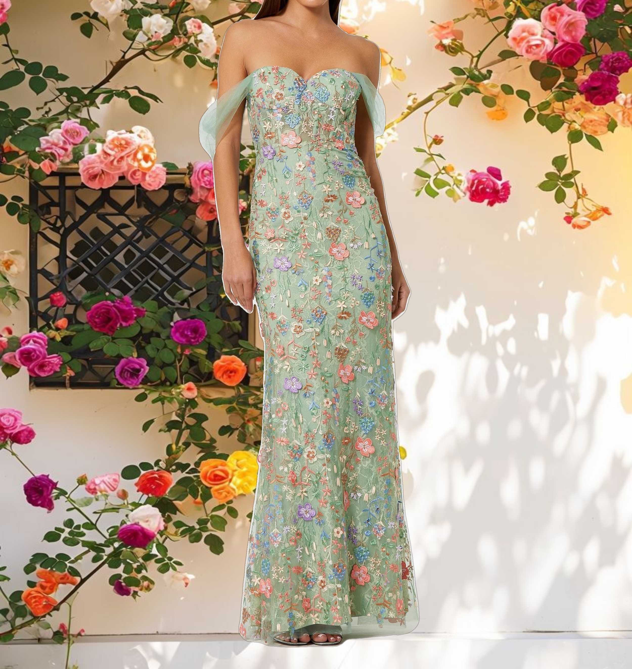 Floral Embroidered Bustier Dress