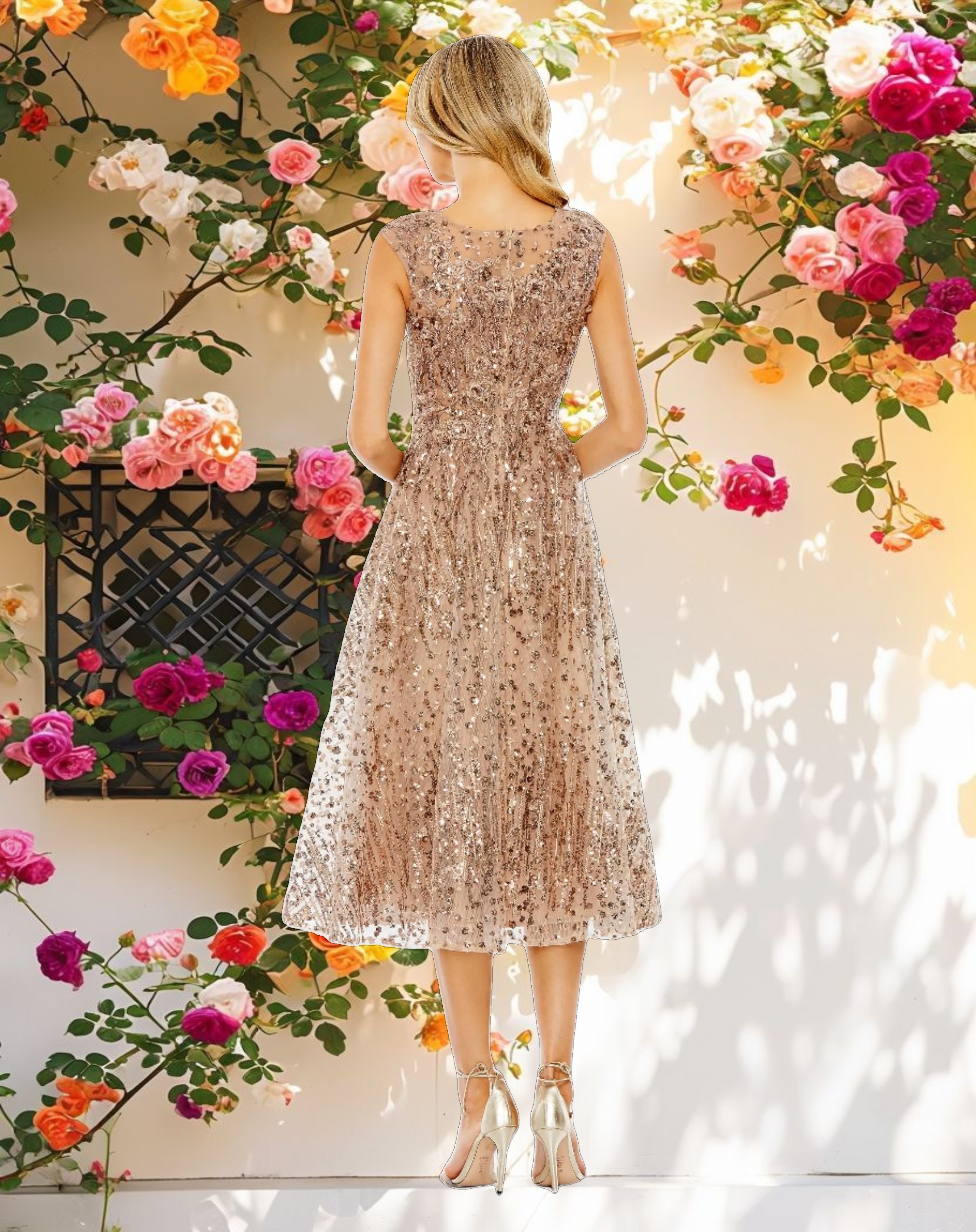 Stitched Embellished Fit and Flare Dress