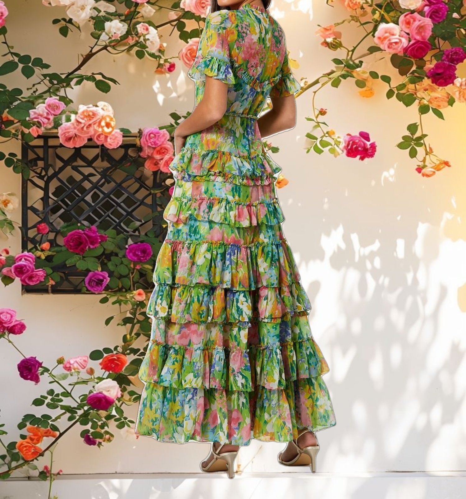 Ruffle Tiered Chiffon Dress