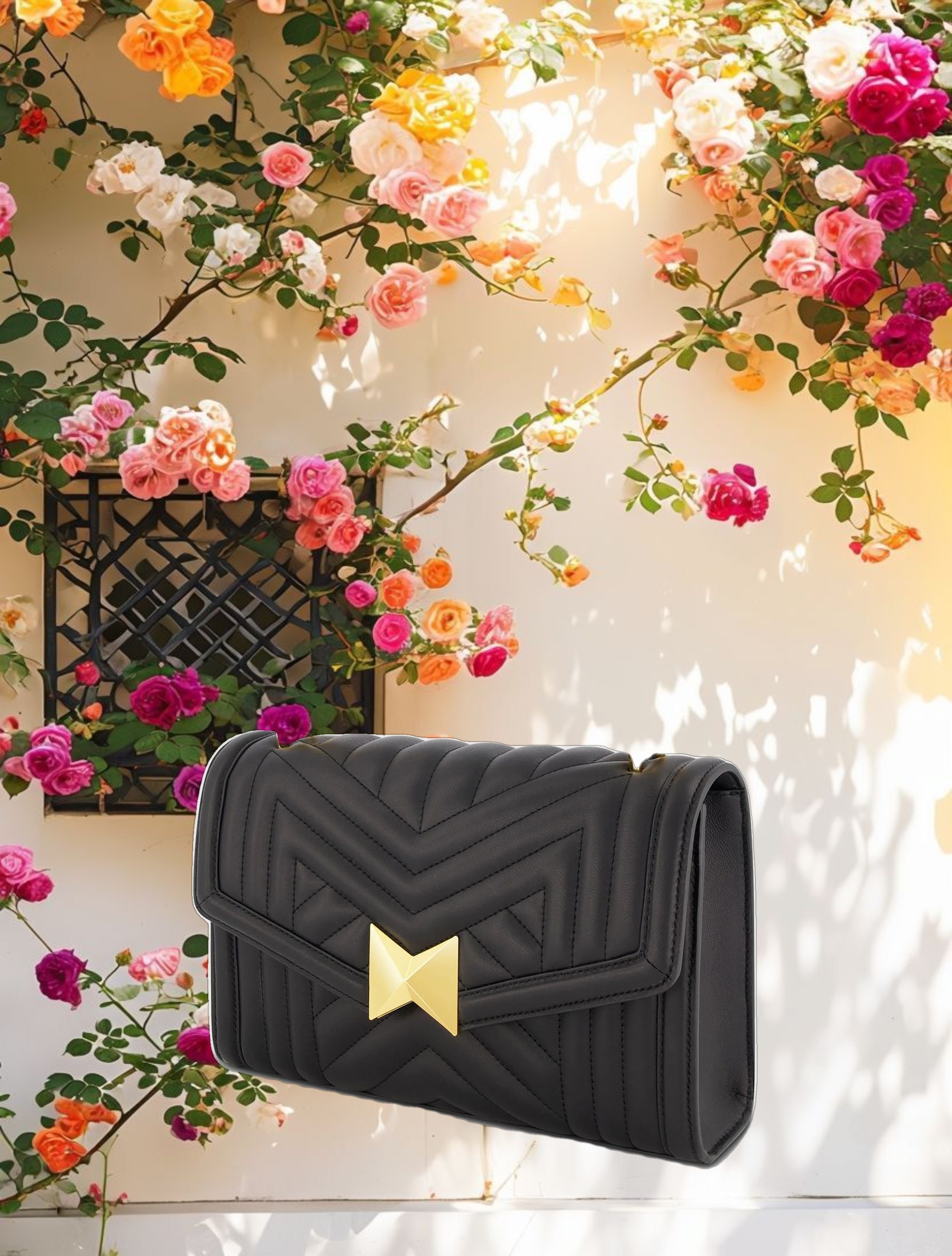 Quilted Leather Handbag With Chain