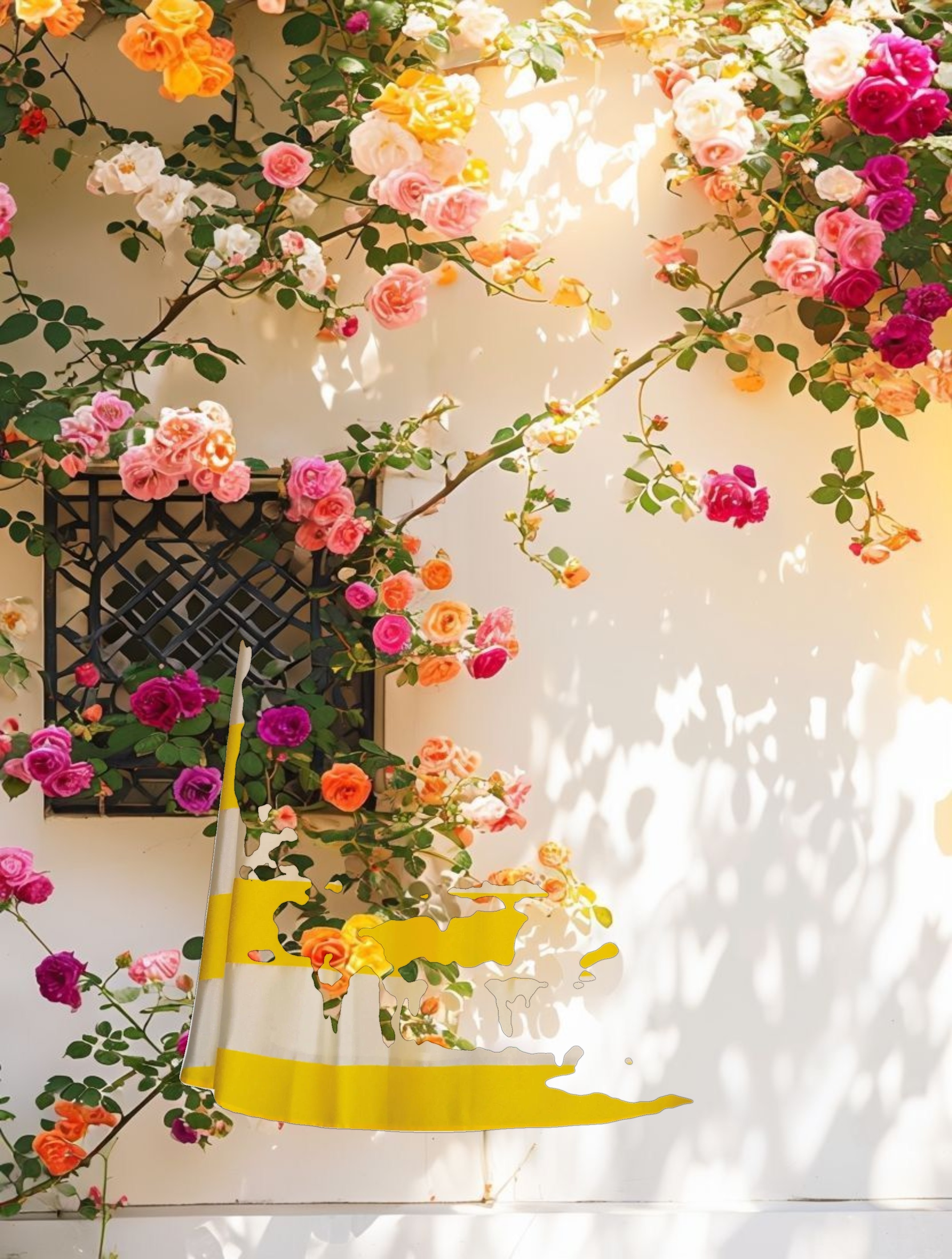 Striped Fabric High Waisted Midi Skirt