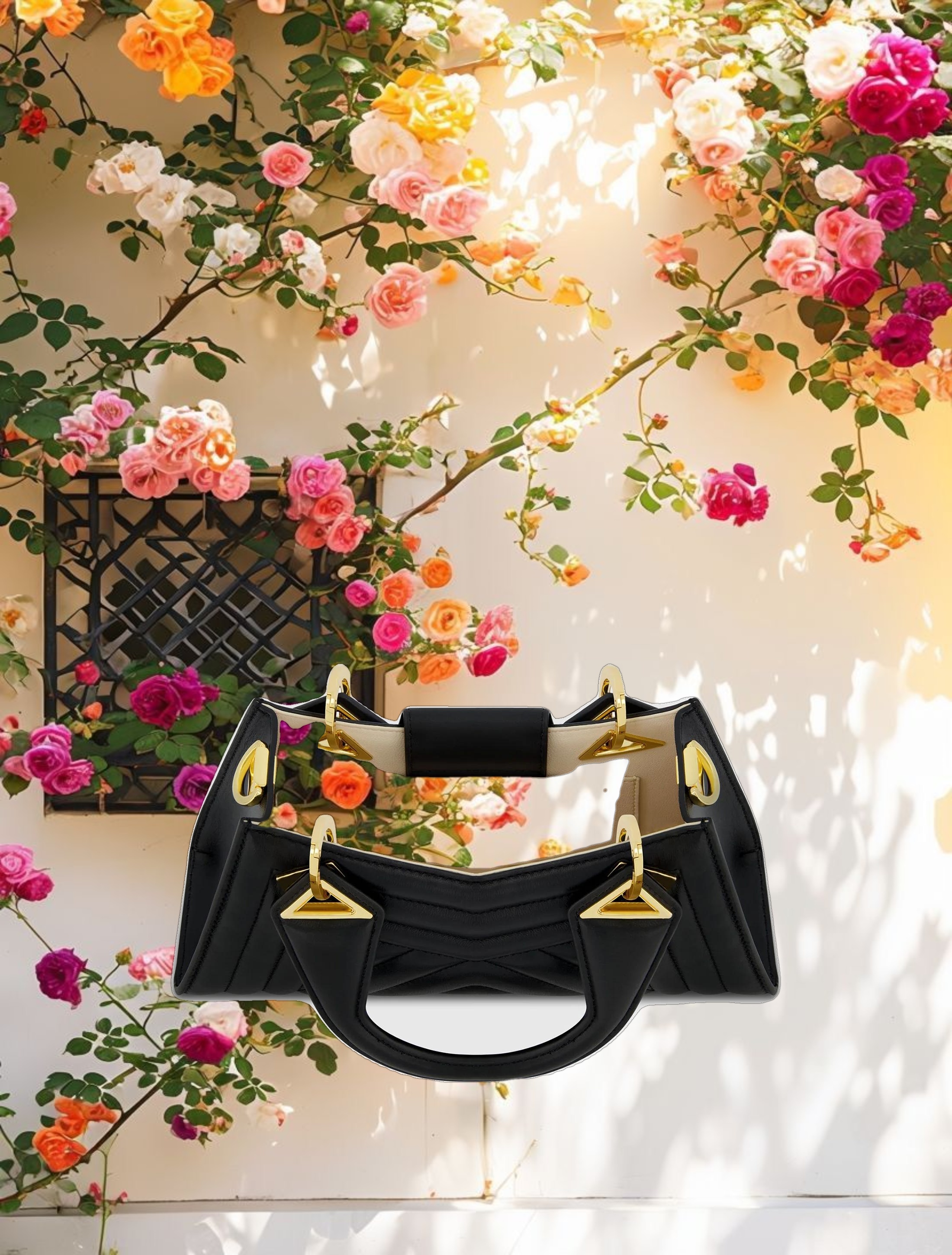 Angular Quilted Napa Leather Handbag