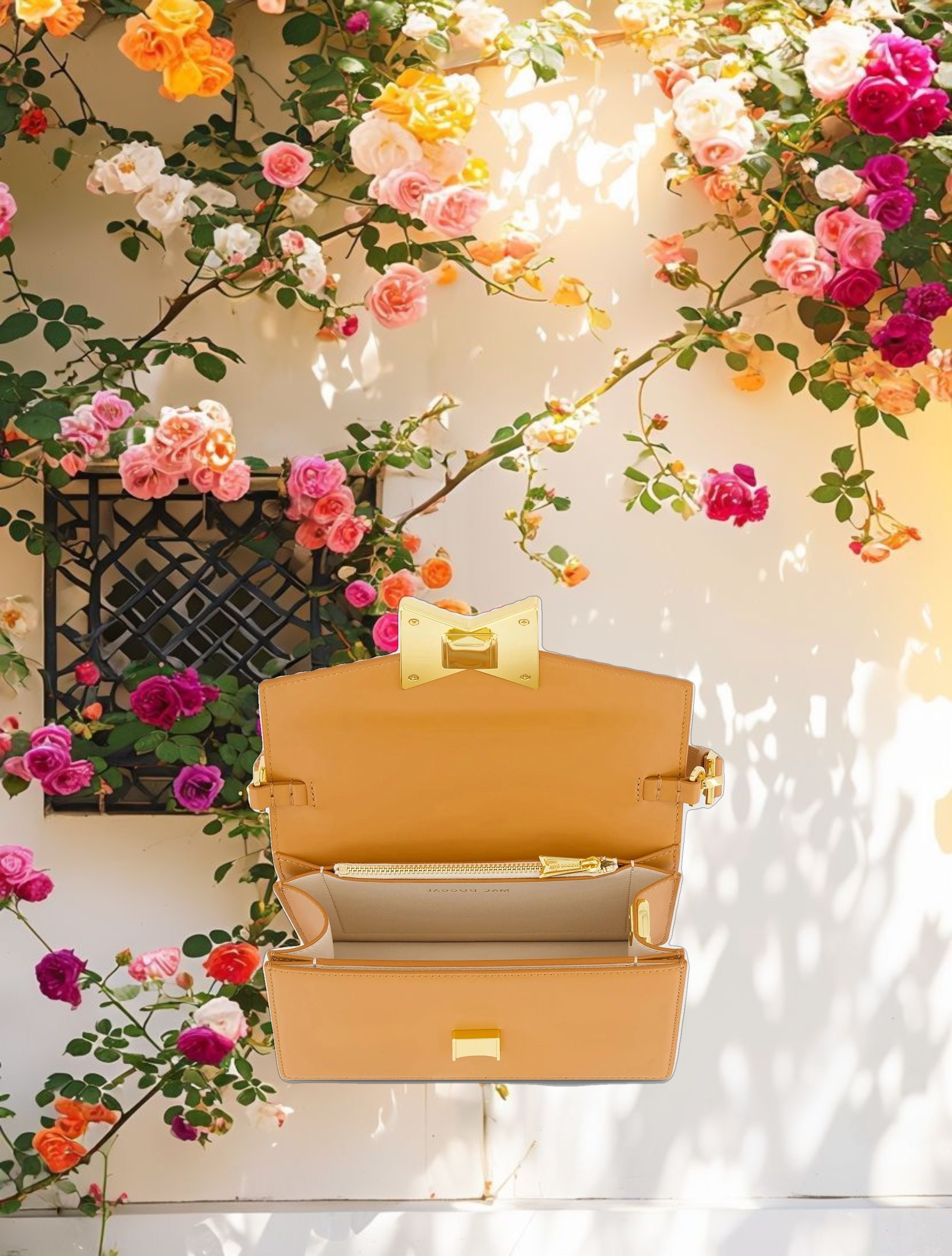 Mini Leather Shoulder Bag with Gold Hardware