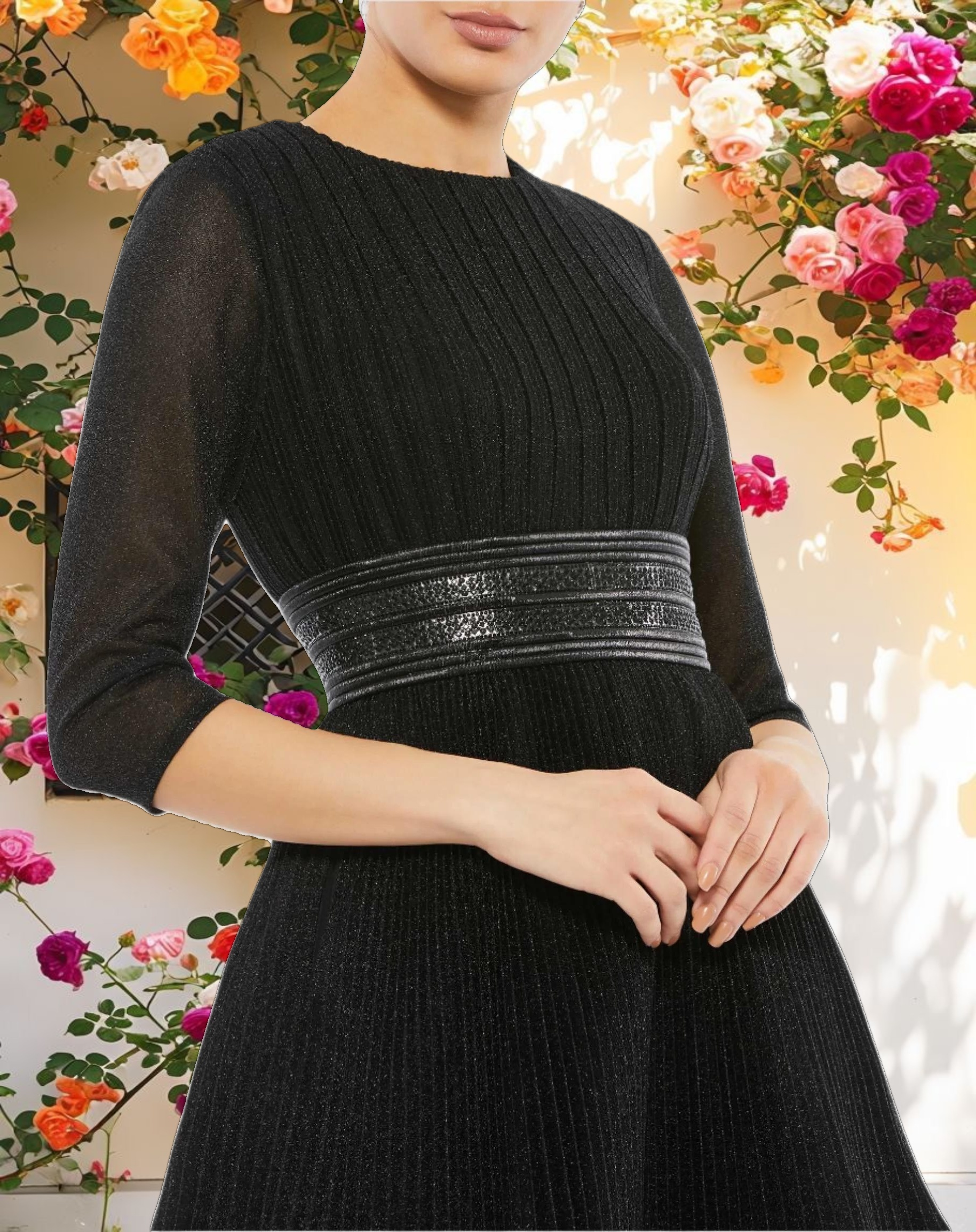 Shimmer Infused Pleated Mini Dress