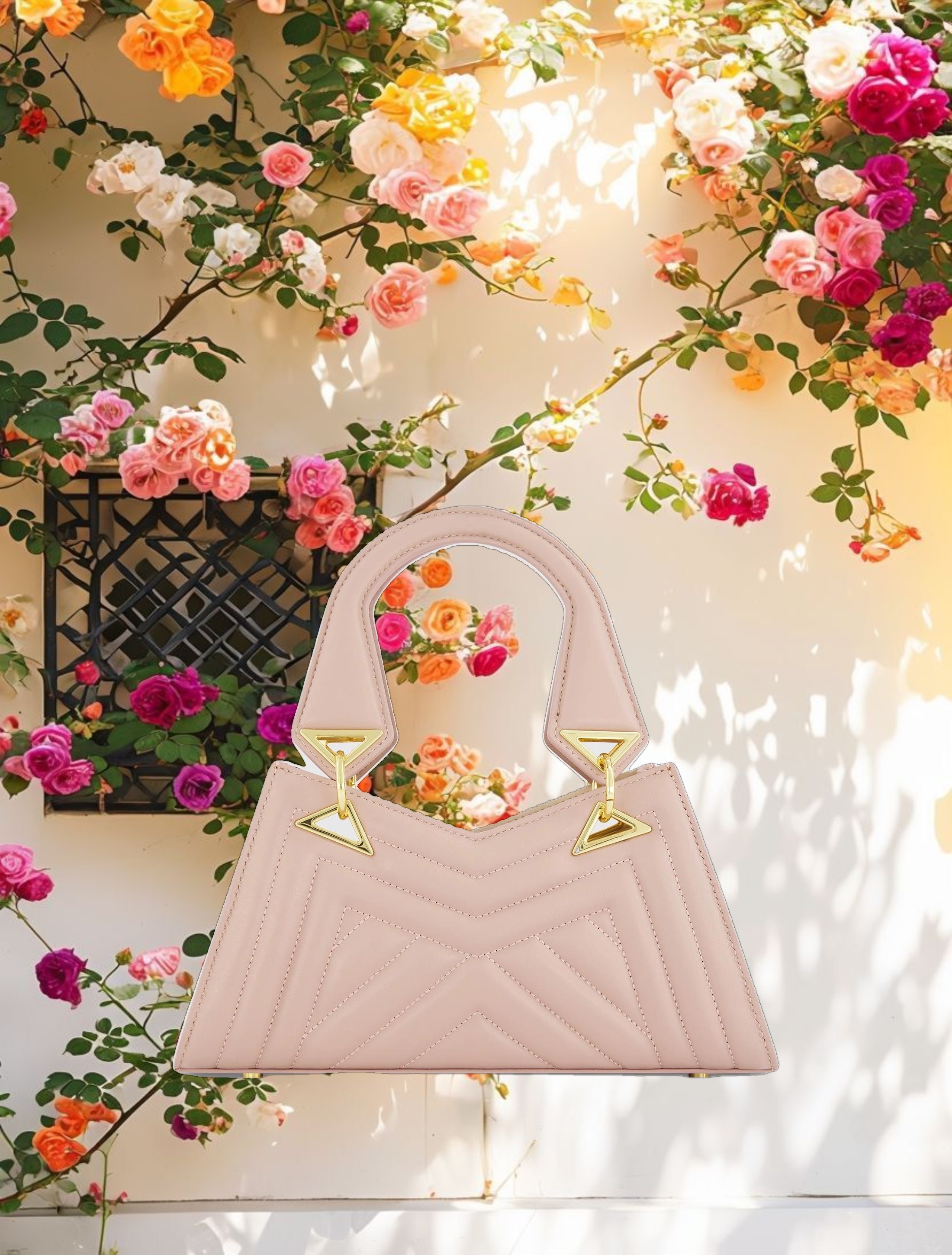 Angular Quilted Napa Leather Handbag