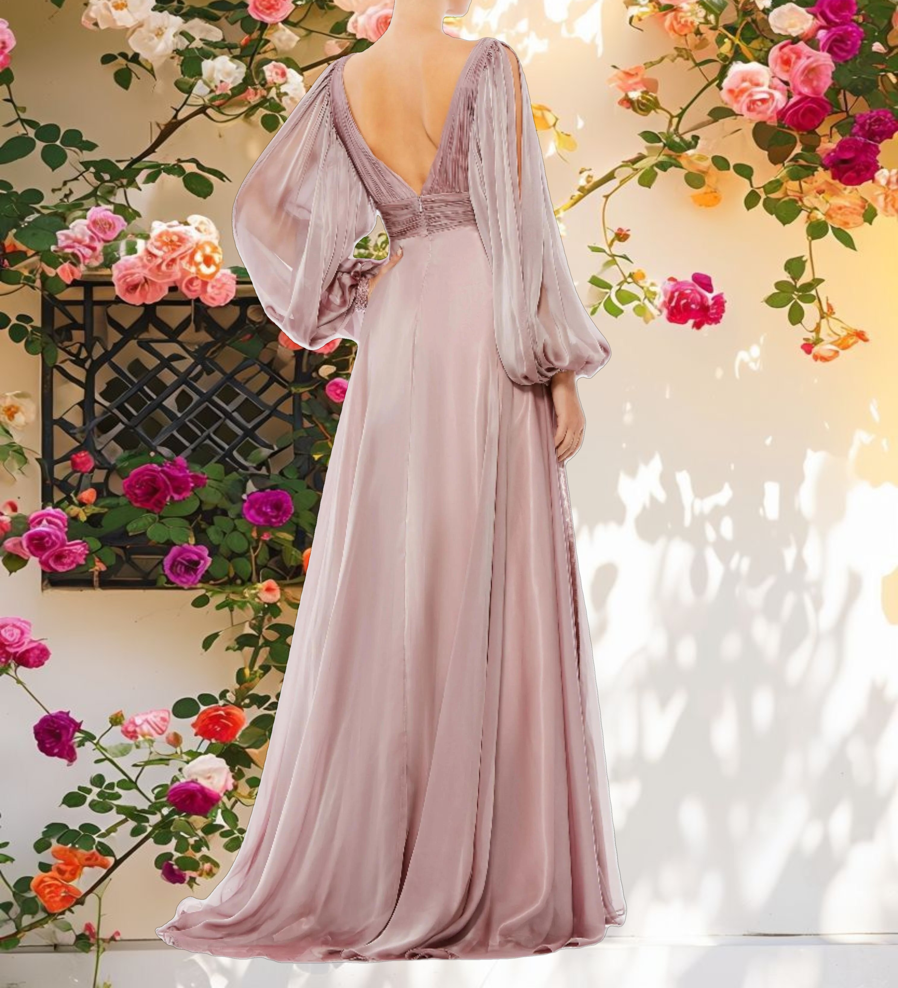 Flowing Chiffon A Line Gown
