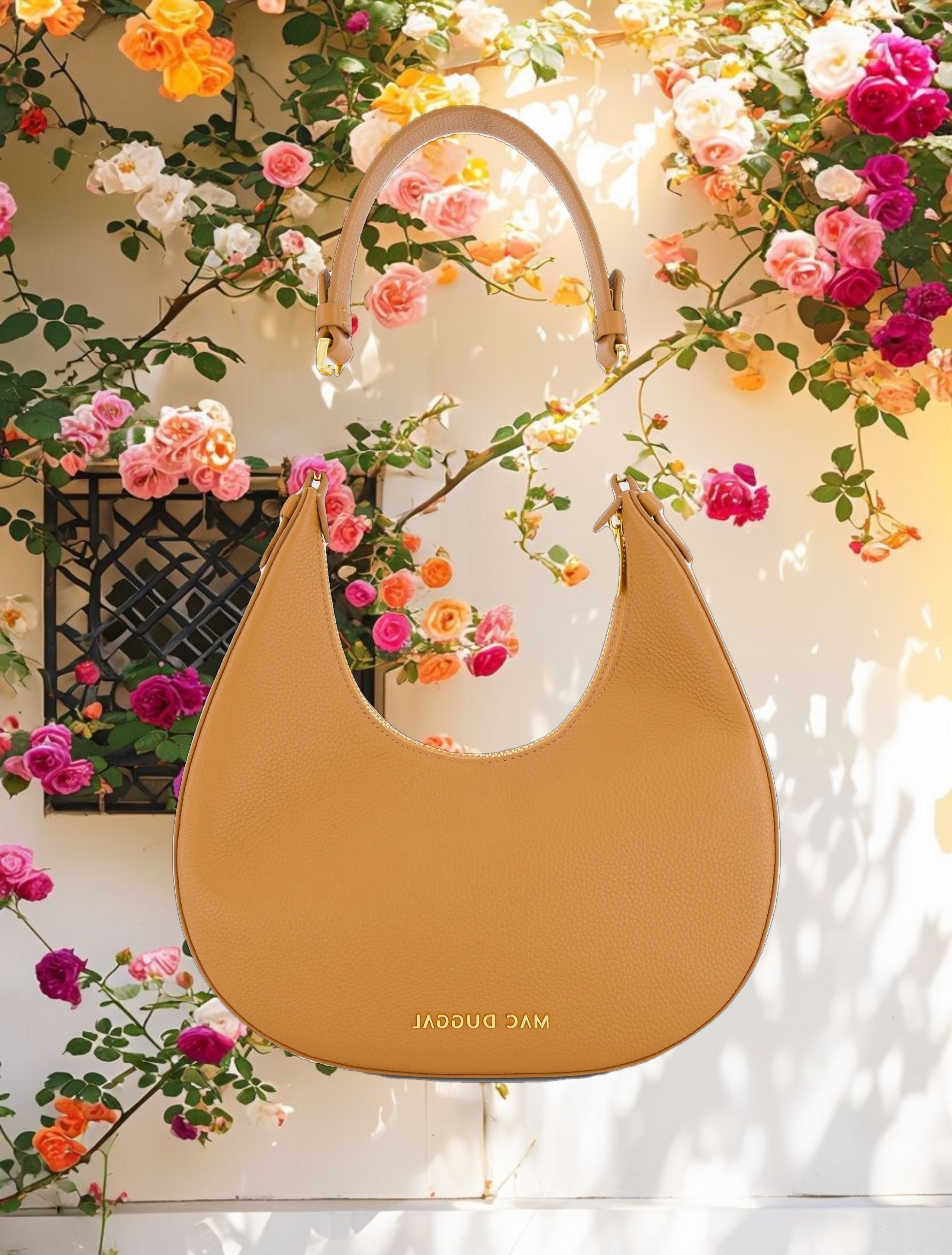 Leather Hobo Bag With Metal Hardware