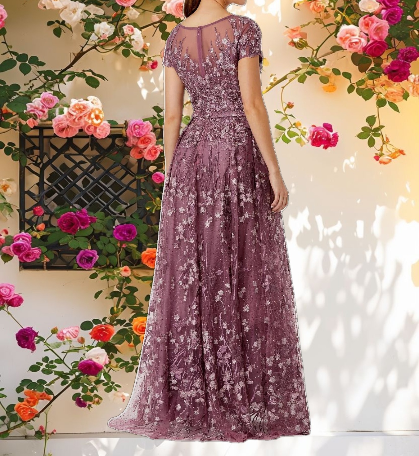 Floral Embellished A Line Gown