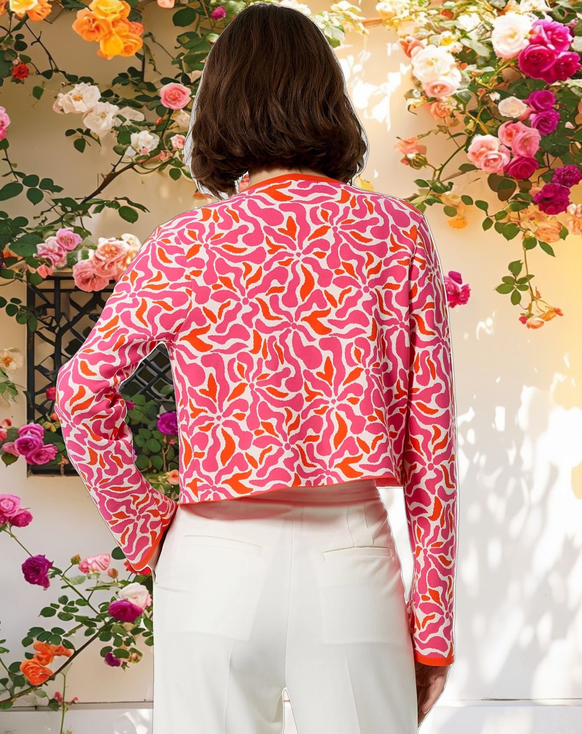 Long Sleeve Knit Floral Cardigan