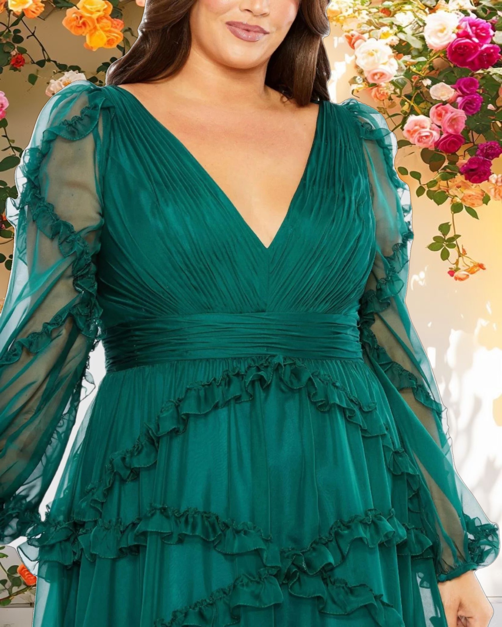 Green Puff Sleeve Gown
