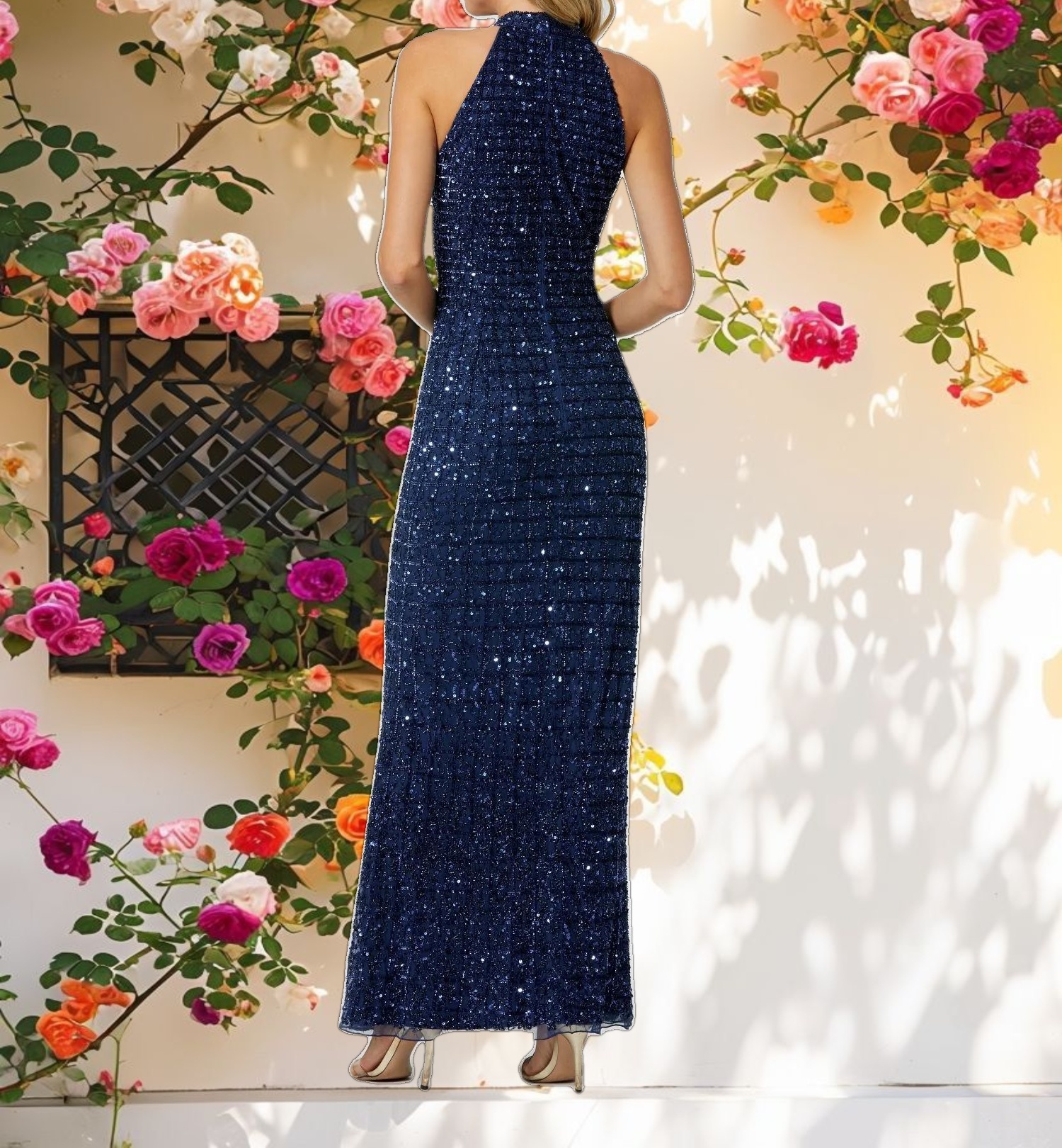 Stitched Decorated Strapless Open Gown