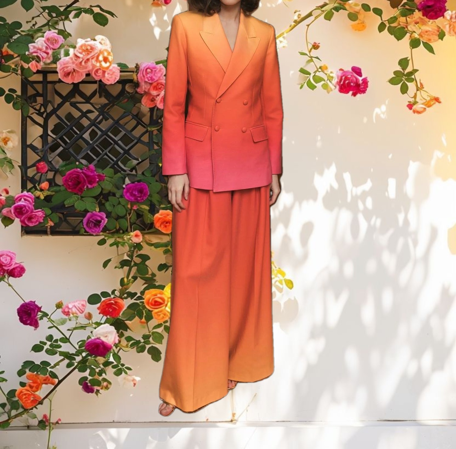 Ombre Crepe Wide Leg Trouser Pant