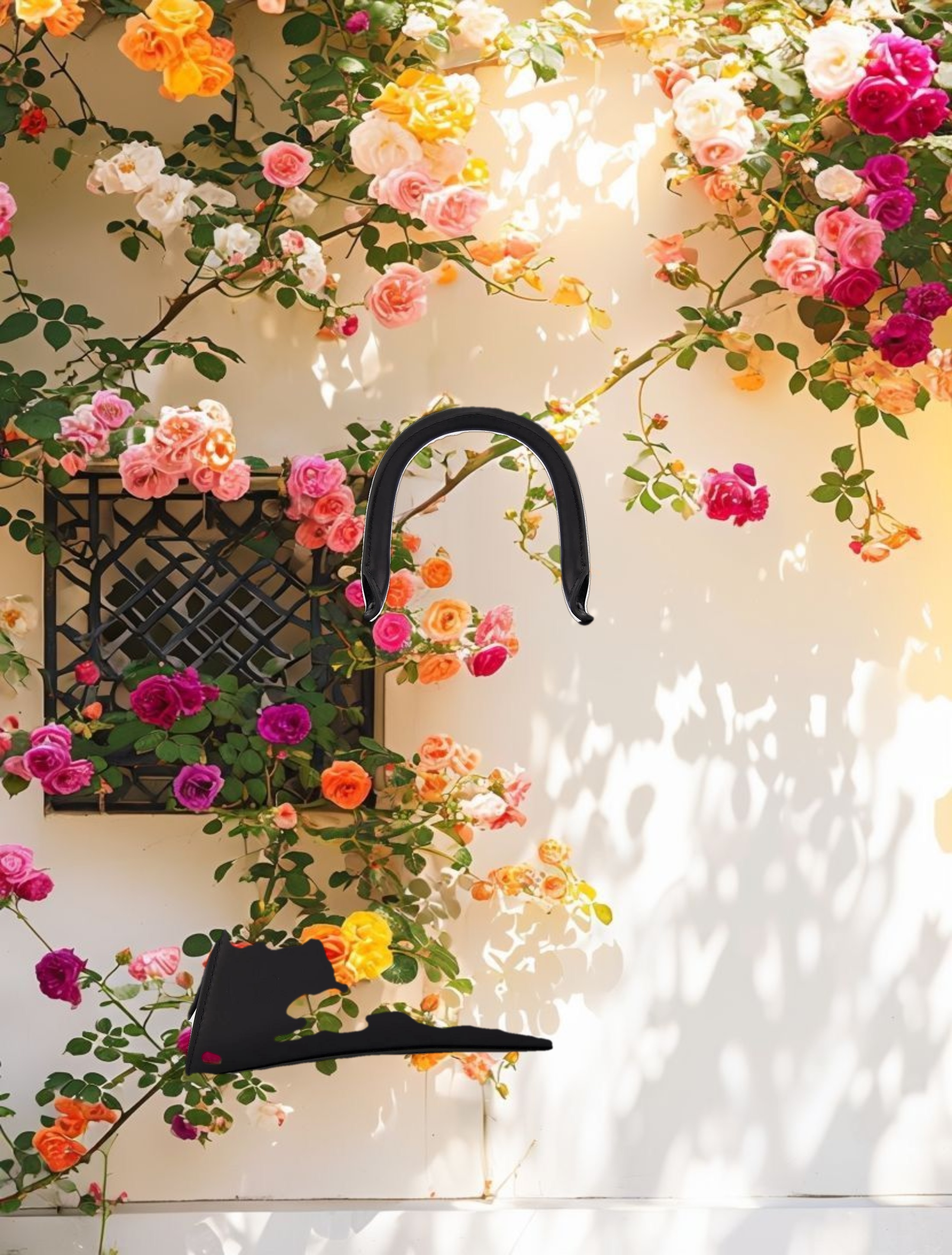 Medium Angular Black Leather Handbag With Gold Hardware