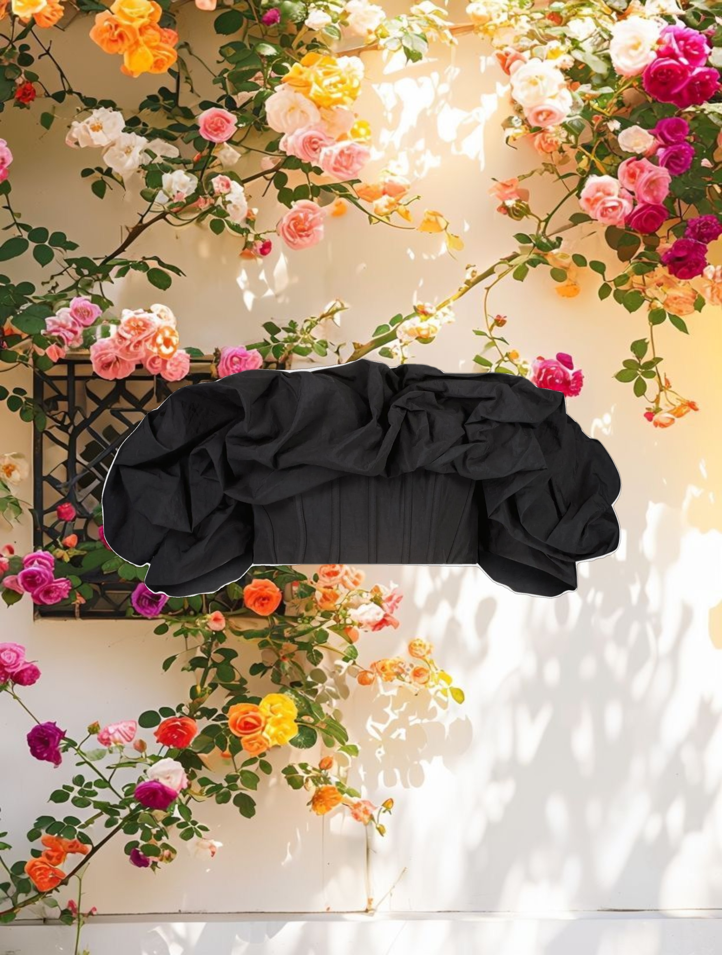 Black Ruffle Bustier Top