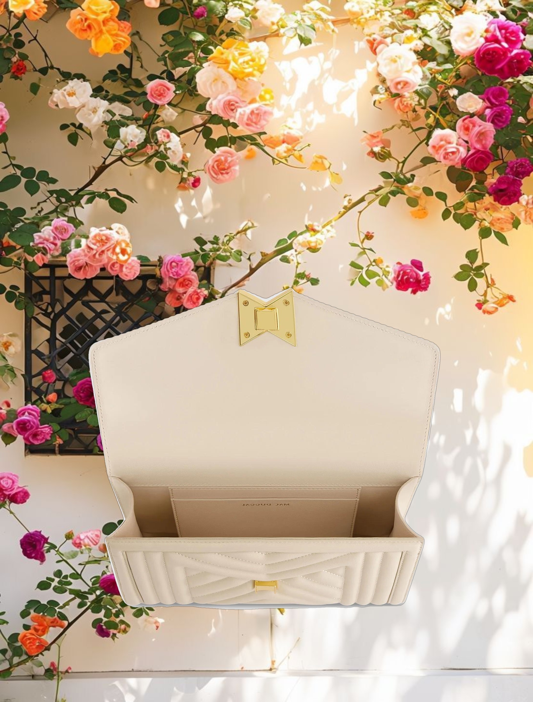 Quilted Napa Leather Handbag With Gold Chain