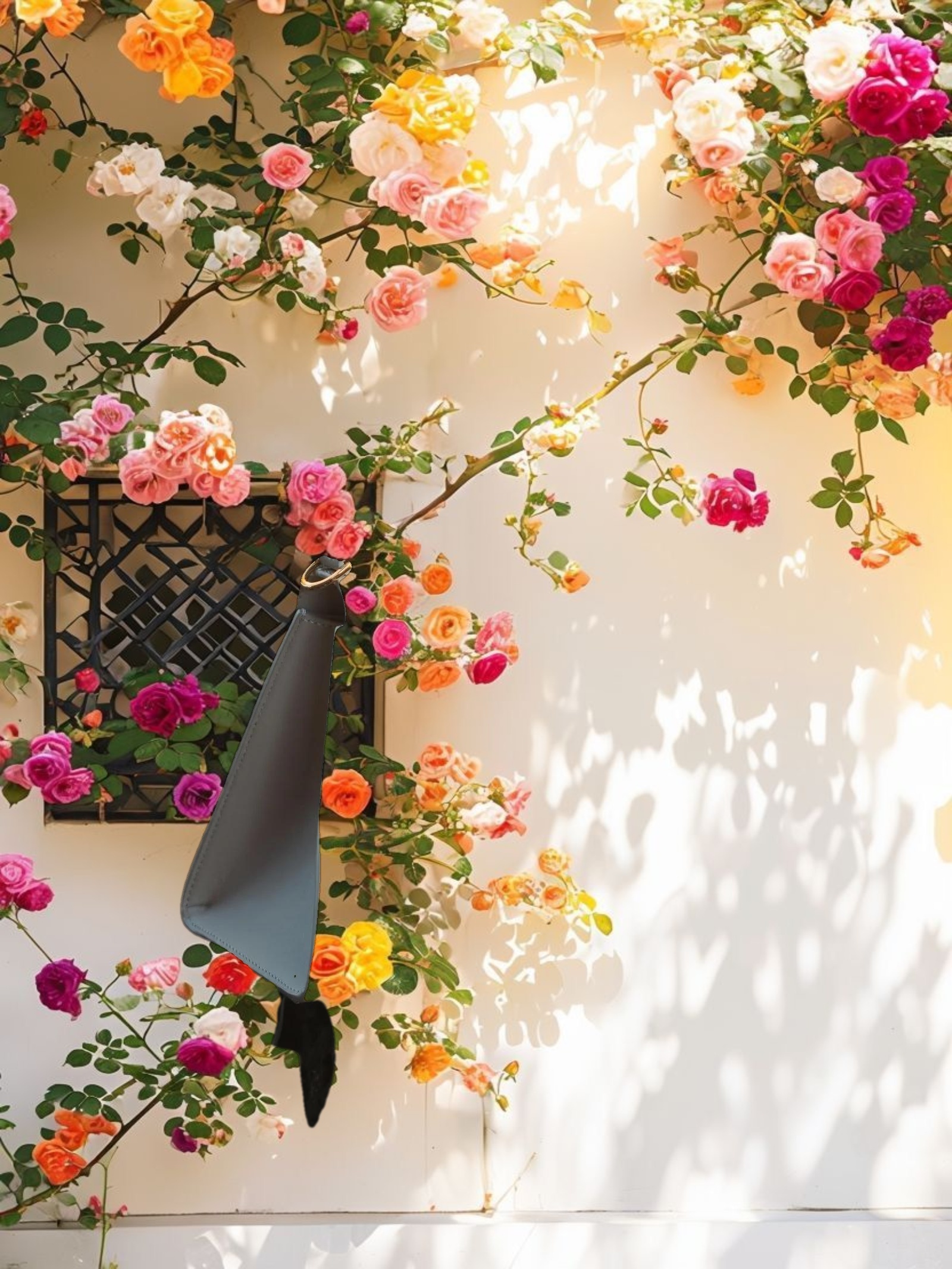 Medium Angular Ecru Leather Handbag With Gold Hardware