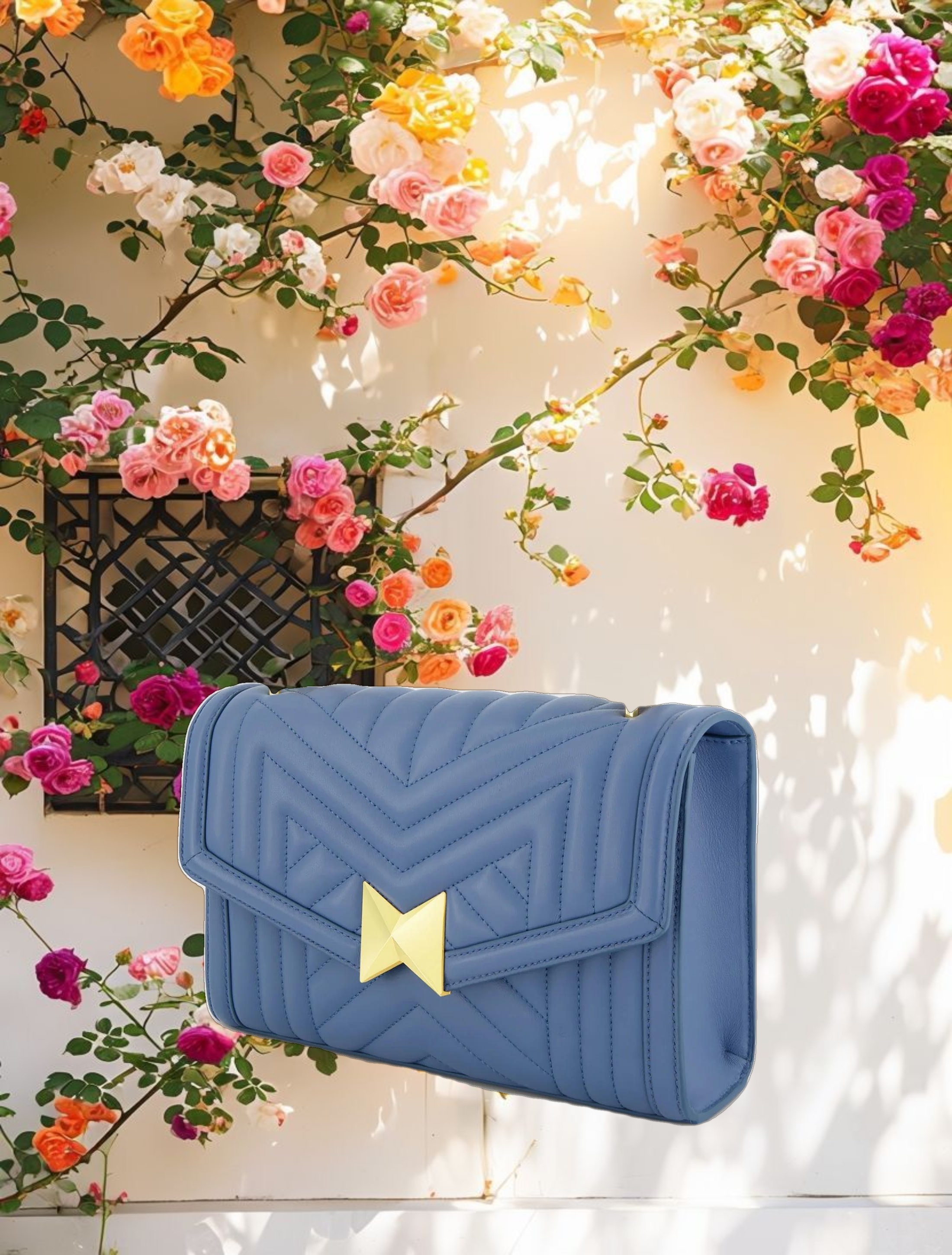 Quilted Napa Leather Handbag With Gold Chain