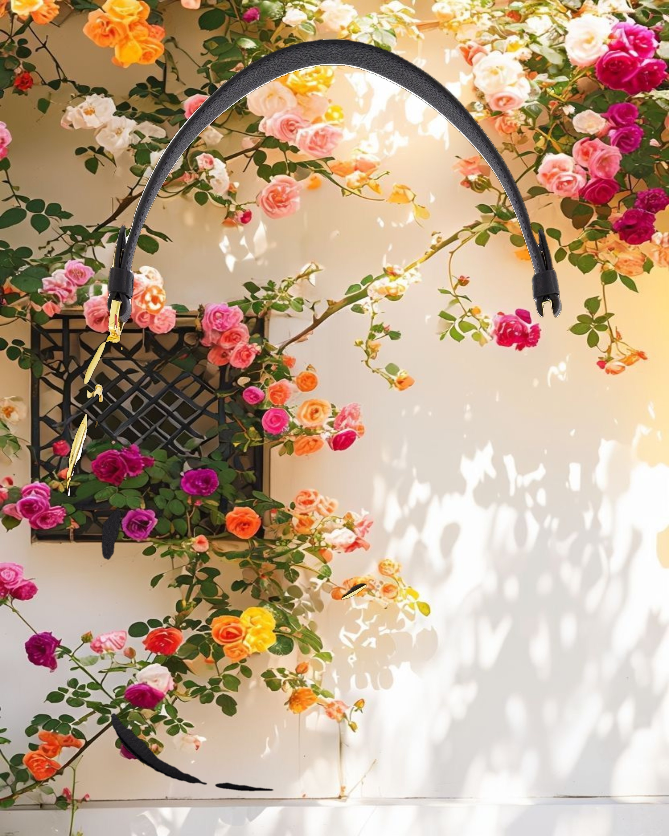 Grain Leather Saddle Bag With Gold Hardware