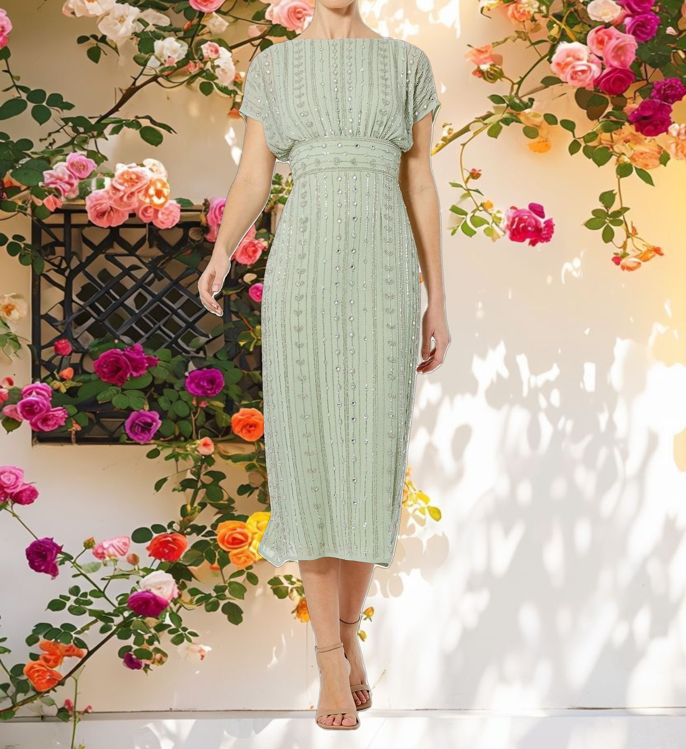 Glamorous Beaded Midi Dress