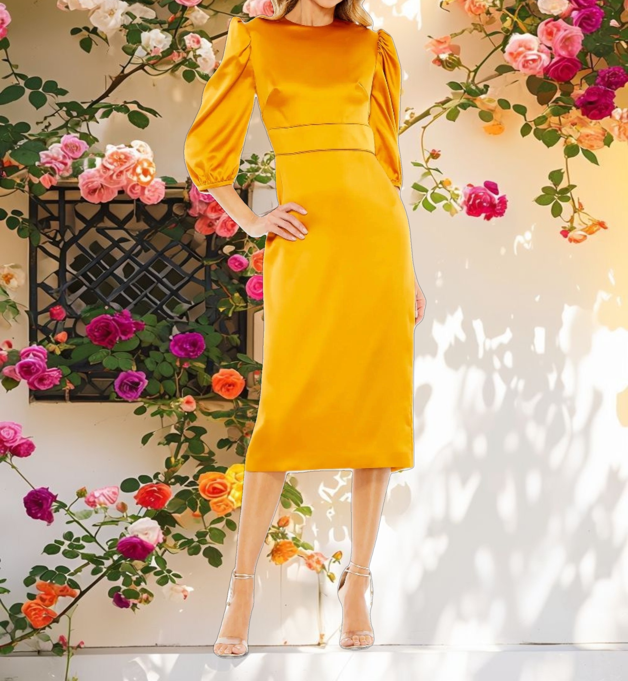 High Neck Midi Dress