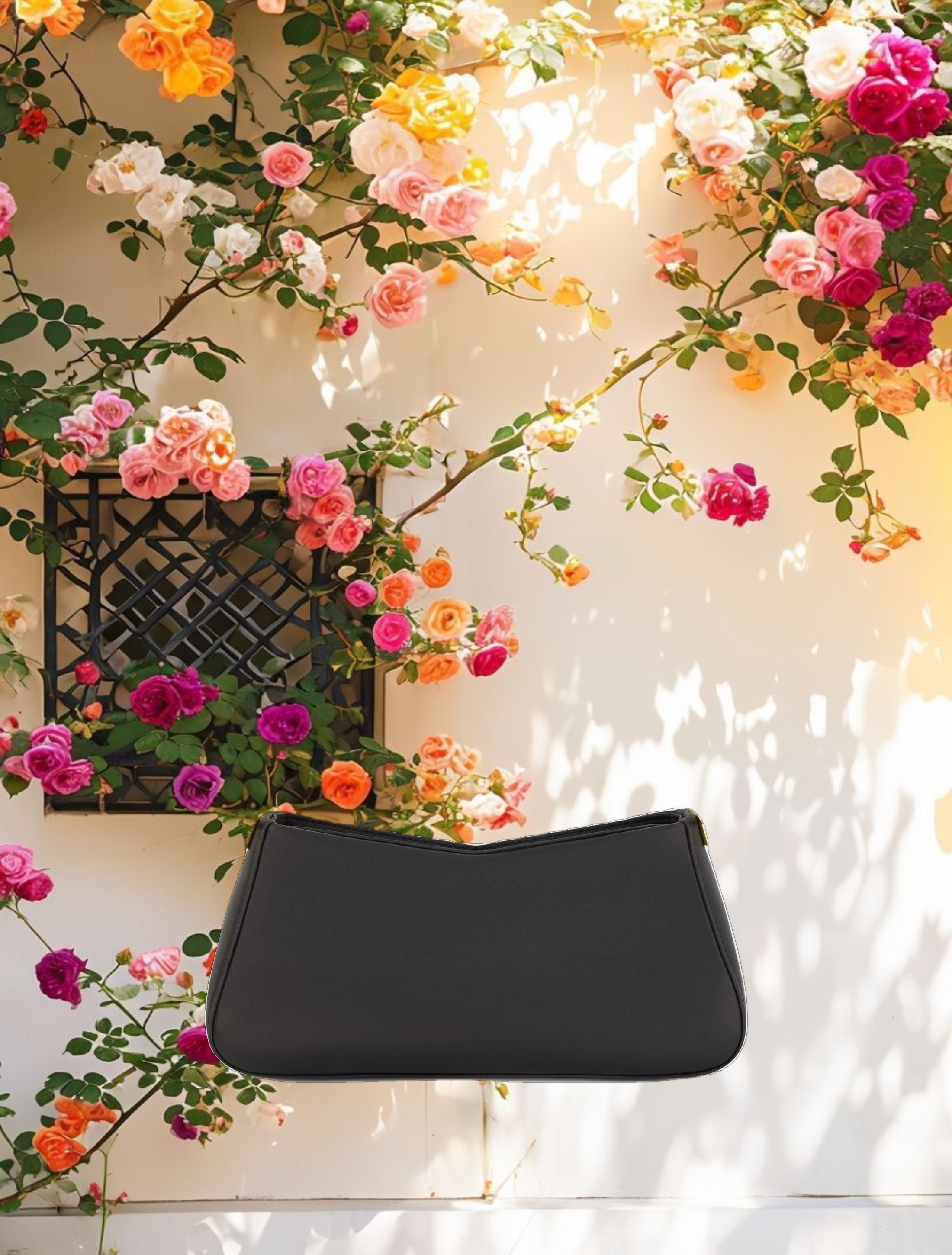 Gold Strap Small Black Nappa Leather Shoulder Bag