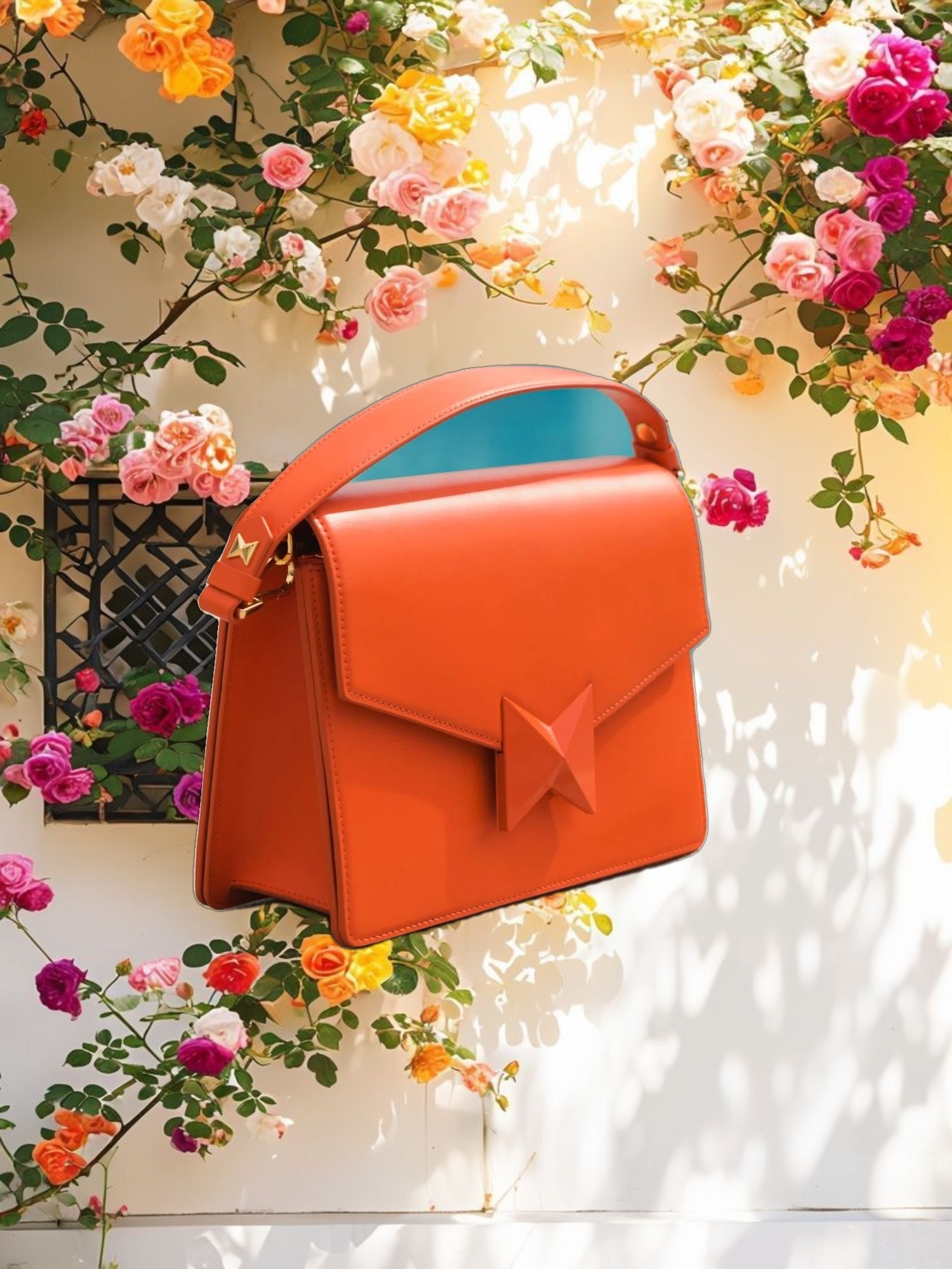 Classic Sunset Leather Medium Shoulder Bag with Detachable Strap