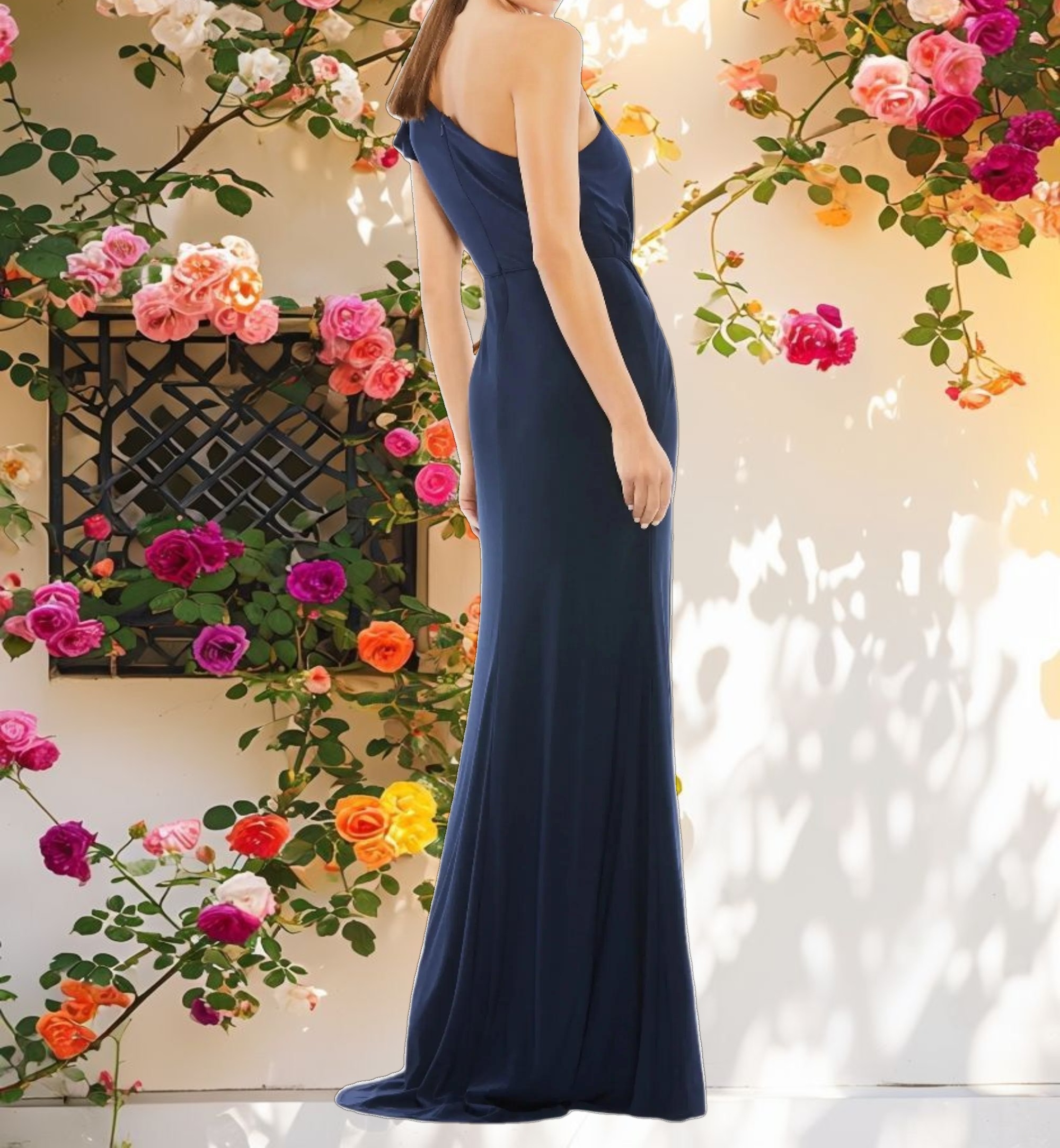 Blue Frilled Off-Shoulder Dress