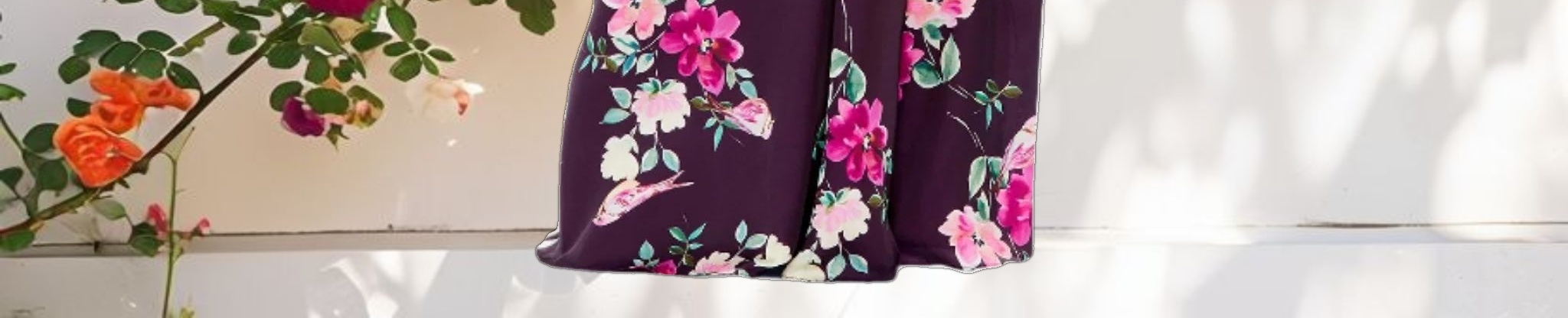 Purple Floral Print One Sleeve Gown