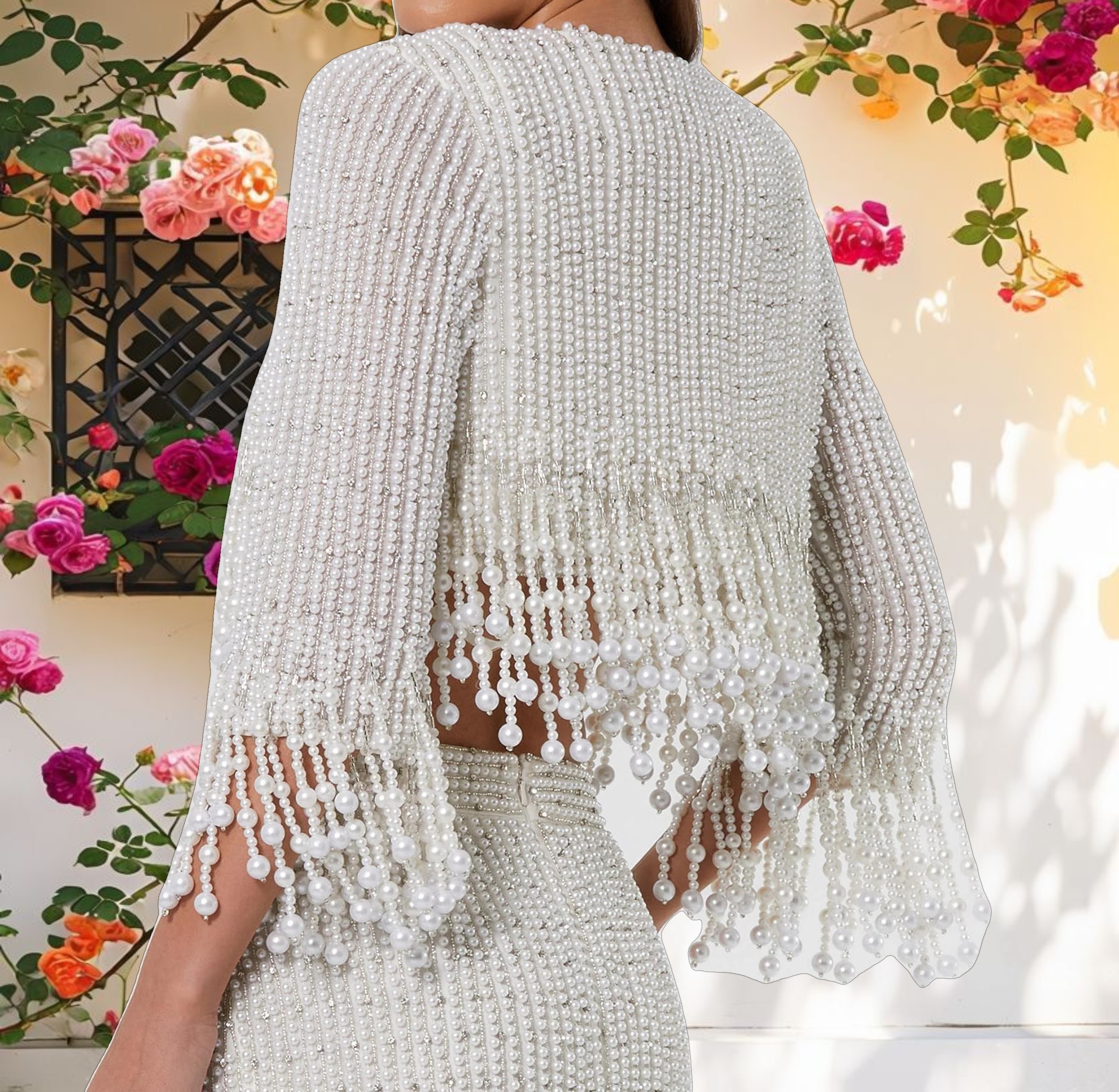 Pearl Beaded Cropped Jacket
