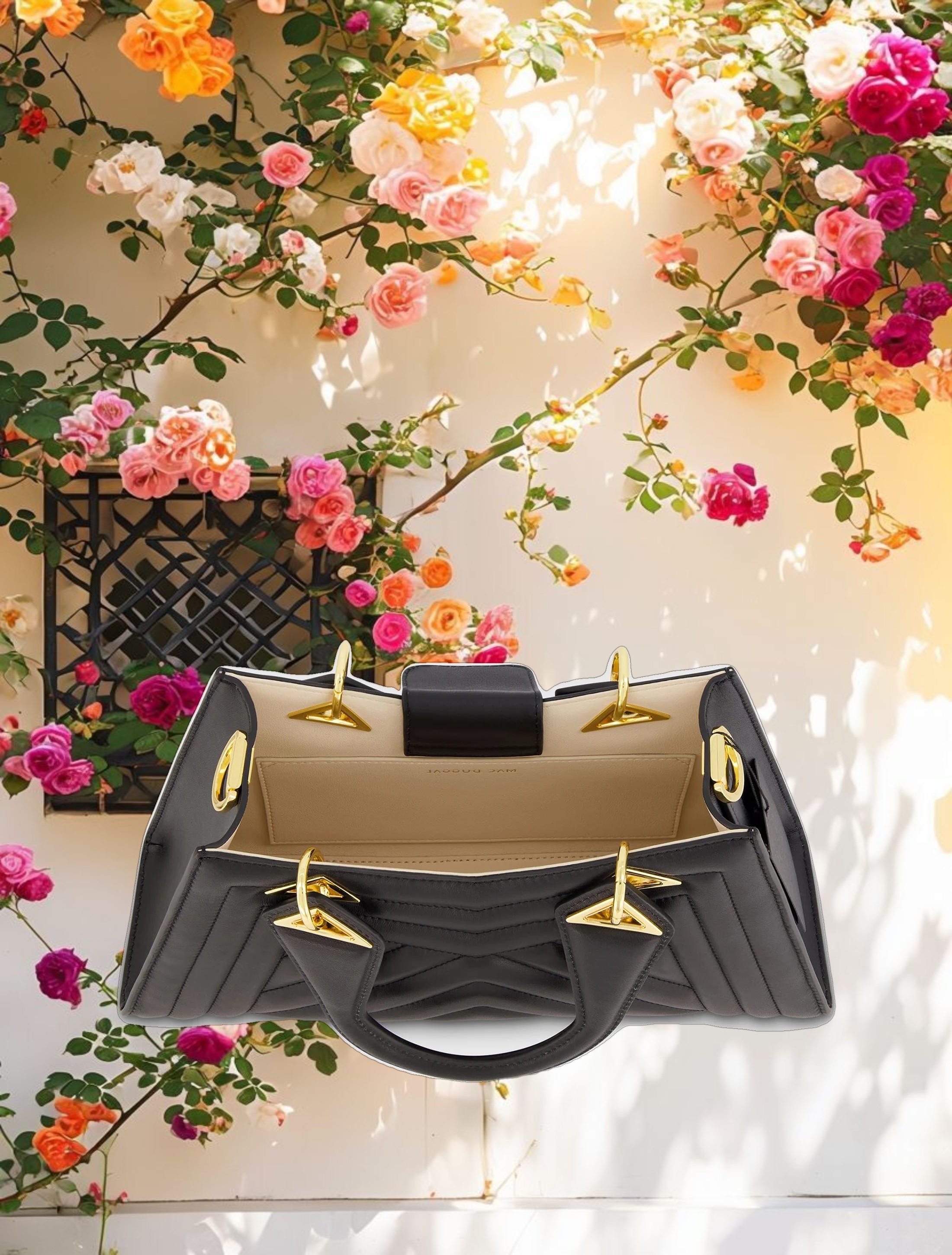 Quilted Leather Angular Handbag