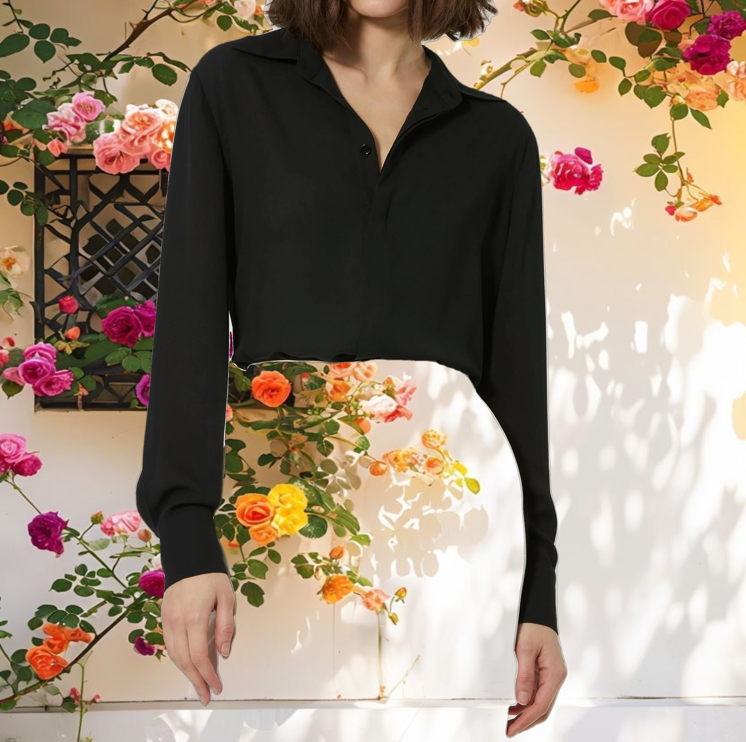 Bentley Long Sleeve Button Up Georgette Blouse