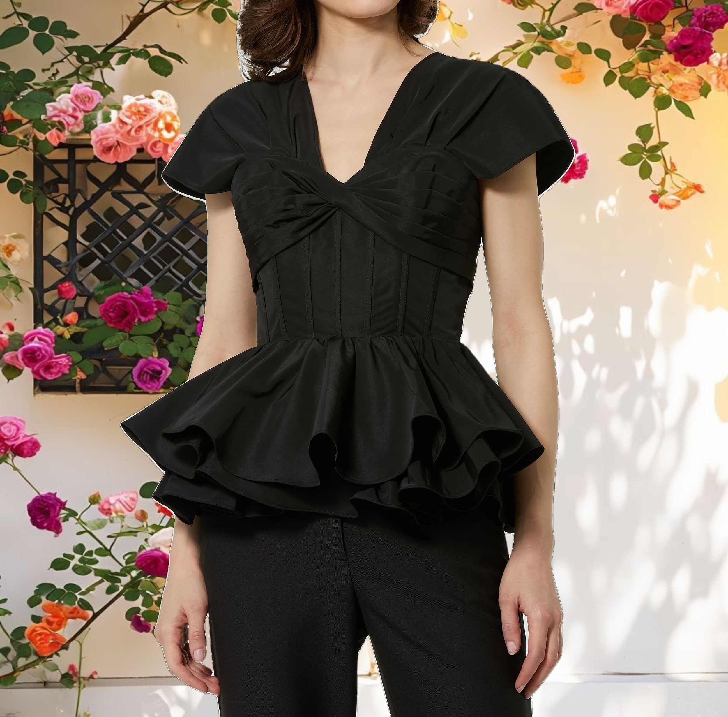 Twist Bustier Peplum Top