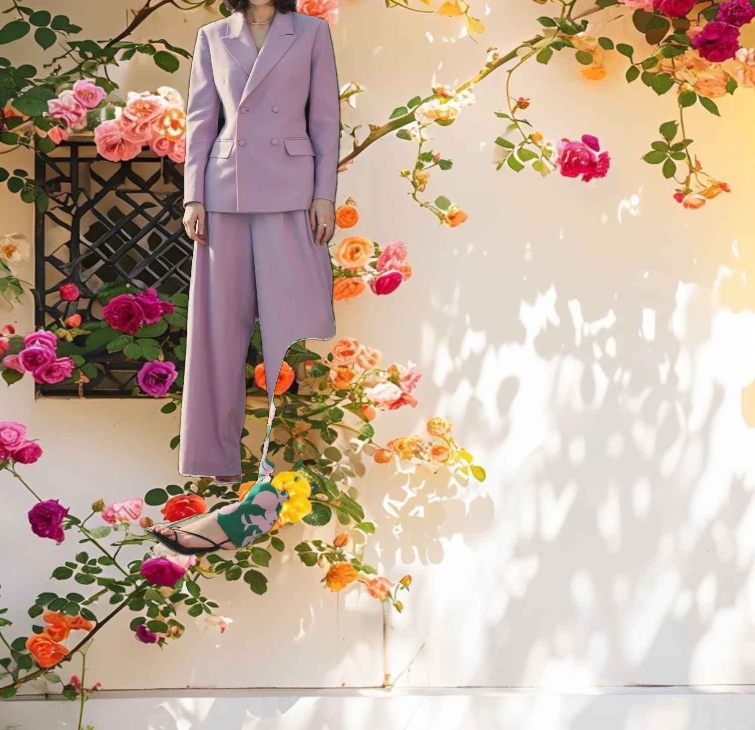 Printed Crepe 3/4 Bell Sleeve High Neck Top - FINAL SALE