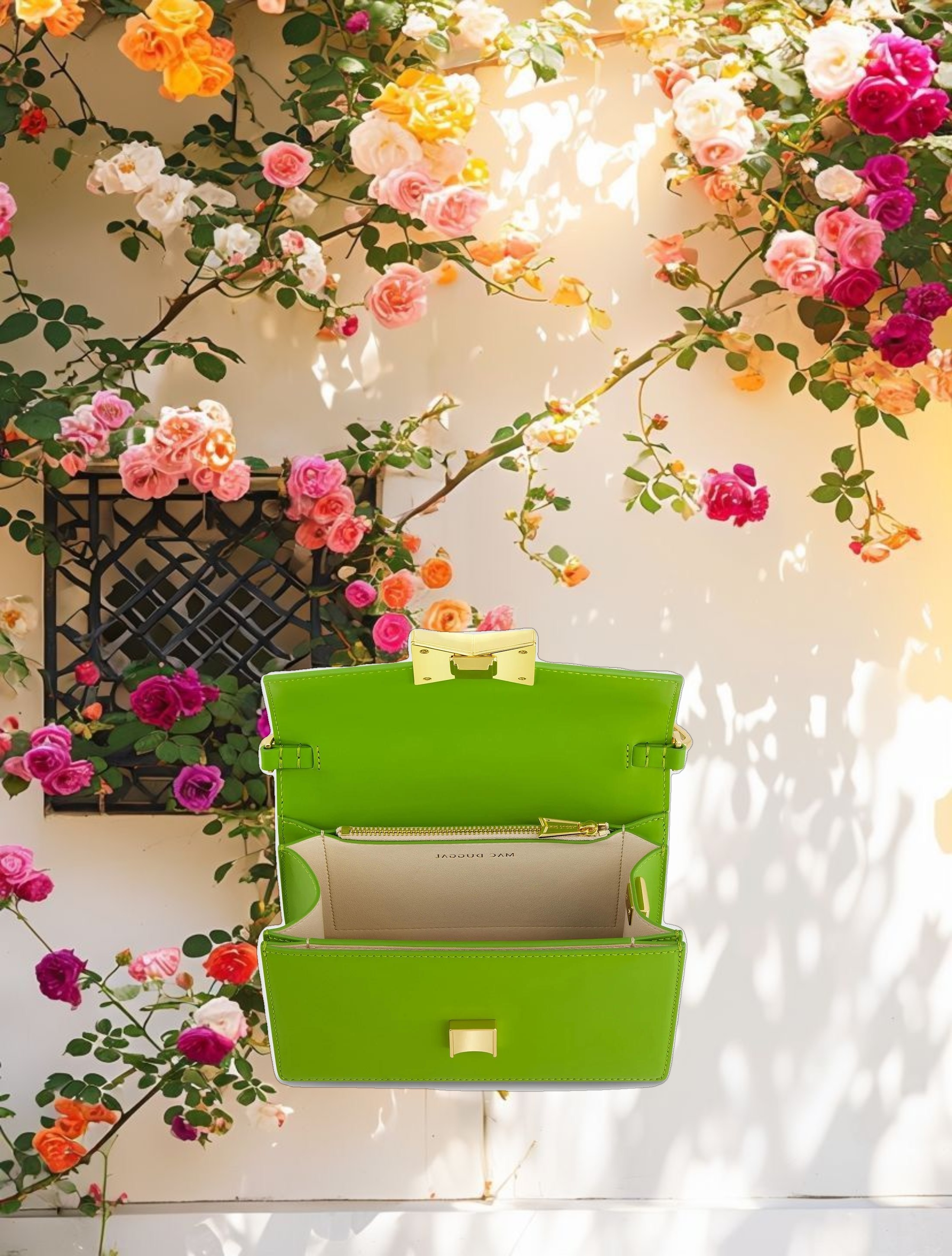 Mini Green Leather Shoulder Bag With Gold Hardware